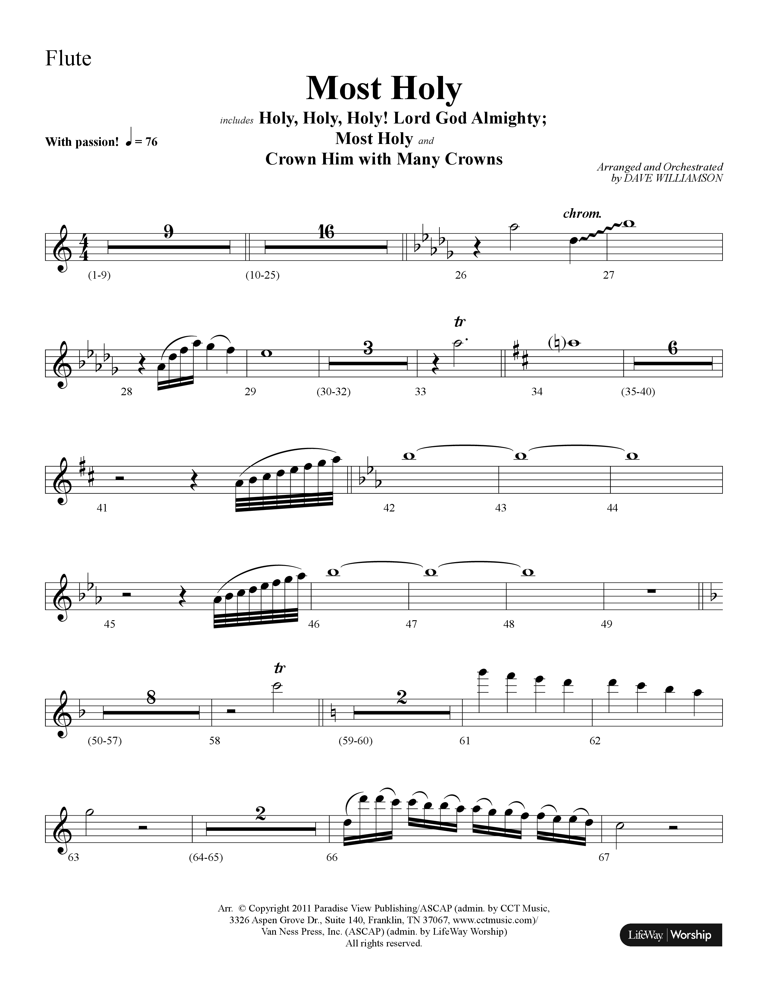 Most Holy (with Holy Holy Holy, Crown Him With Many Crowns) (Choral Anthem SATB) Flute (Lifeway Choral / Arr. Dave Williamson)
