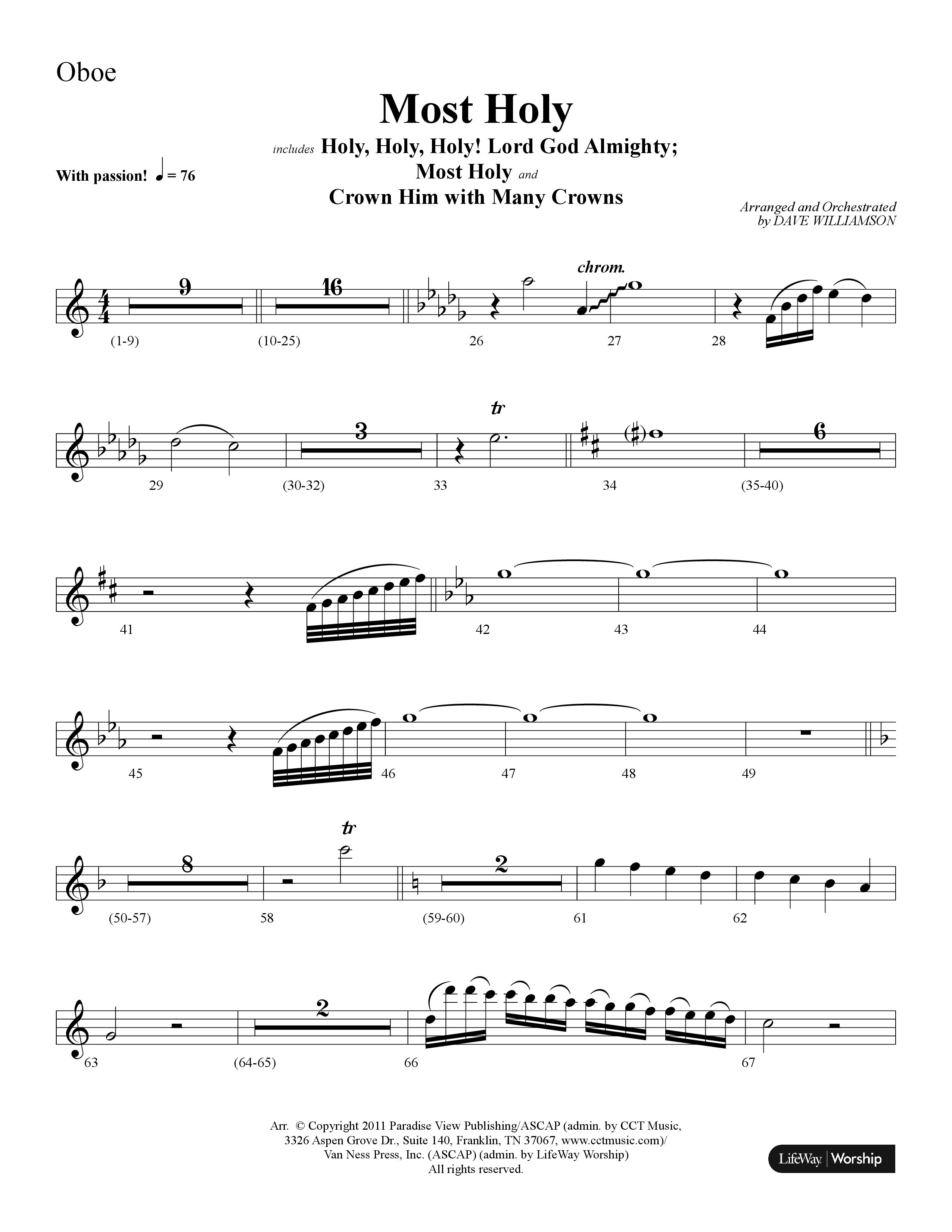 Most Holy (with Holy Holy Holy, Crown Him With Many Crowns) (Choral Anthem SATB) Oboe (Lifeway Choral / Arr. Dave Williamson)
