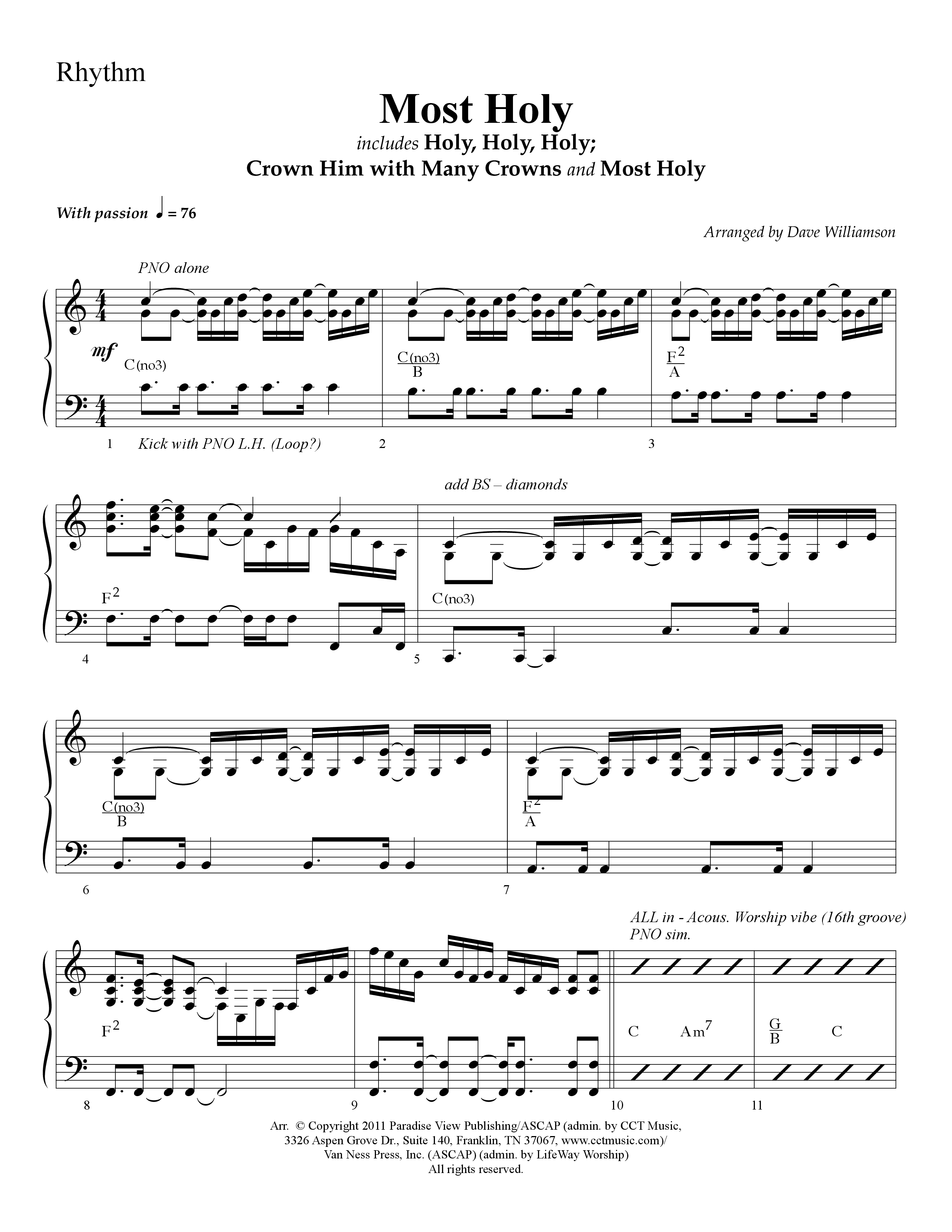 Most Holy (with Holy Holy Holy, Crown Him With Many Crowns) (Choral Anthem SATB) Lead Melody & Rhythm (Lifeway Choral / Arr. Dave Williamson)