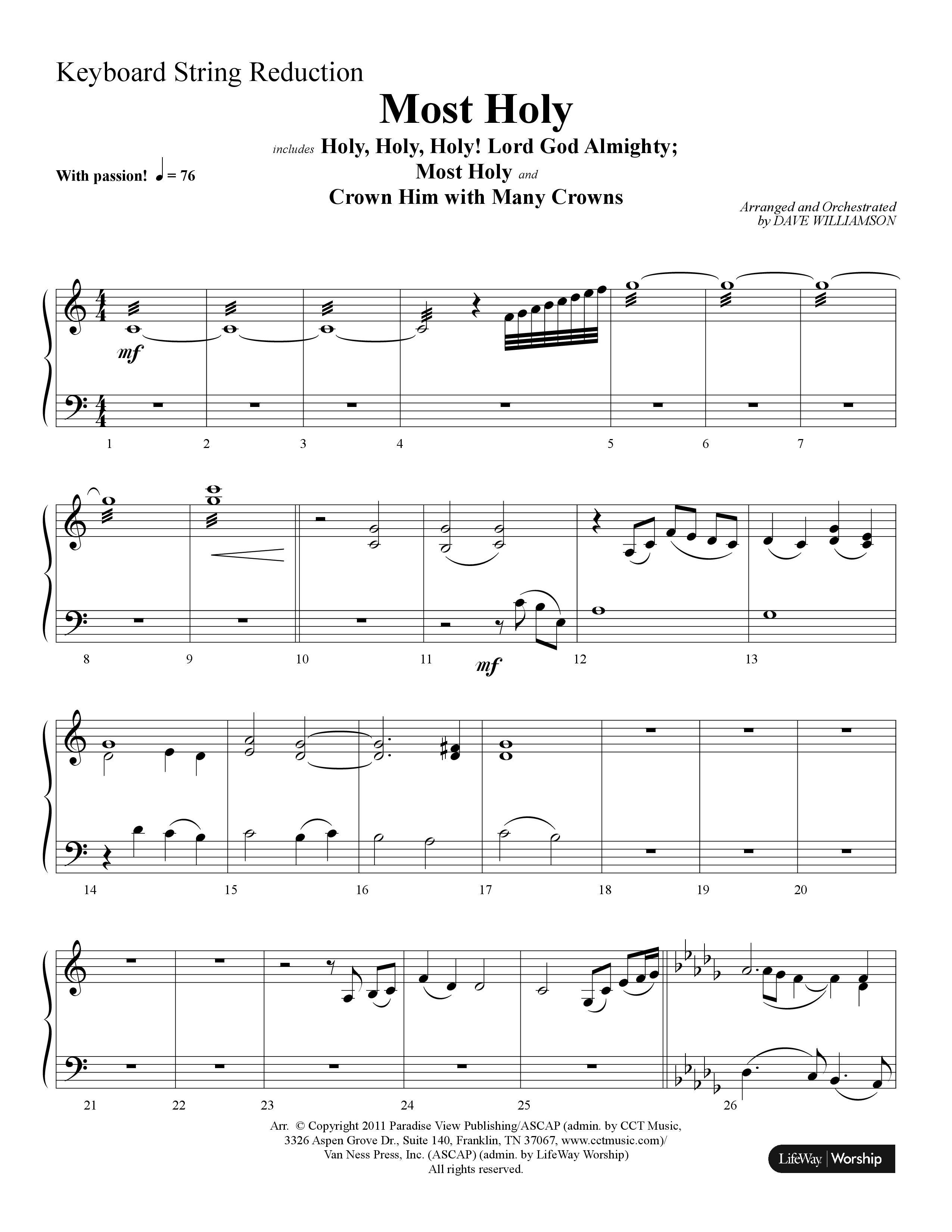 Most Holy (with Holy Holy Holy, Crown Him With Many Crowns) (Choral Anthem SATB) String Reduction (Lifeway Choral / Arr. Dave Williamson)