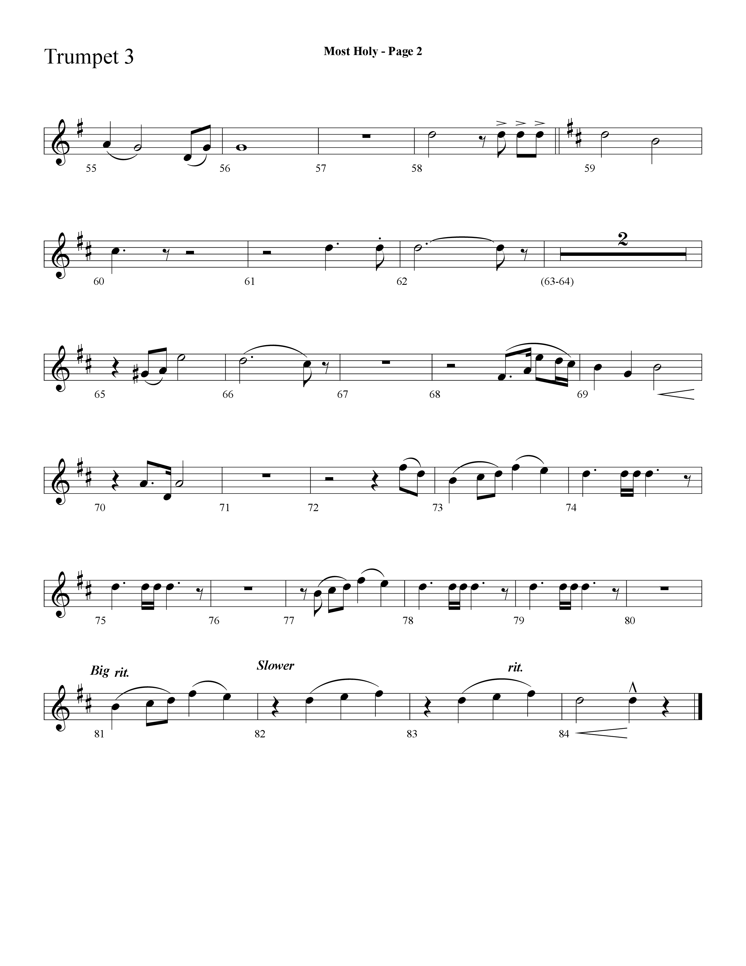 Most Holy (with Holy Holy Holy, Crown Him With Many Crowns) (Choral Anthem SATB) Trumpet 3 (Lifeway Choral / Arr. Dave Williamson)