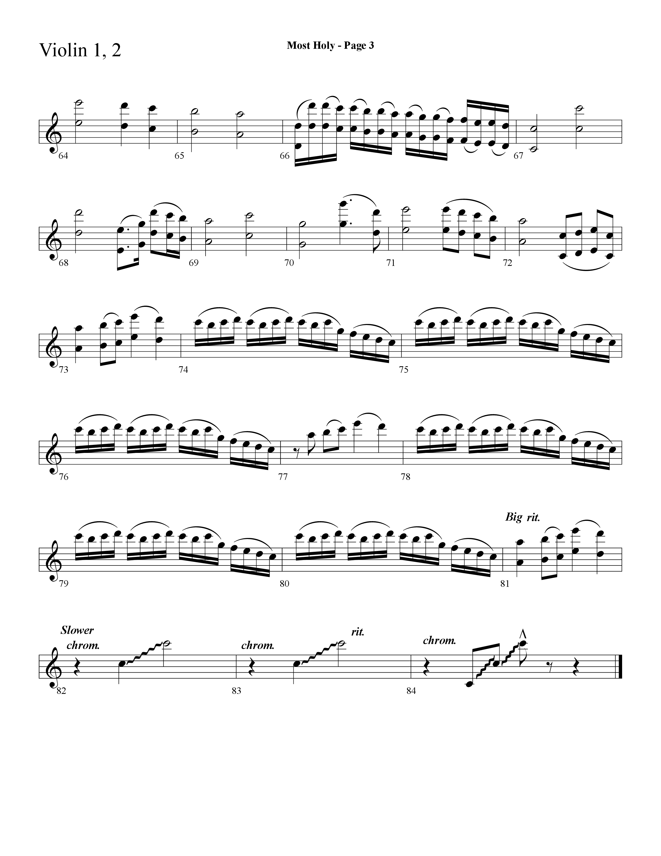 Most Holy (with Holy Holy Holy, Crown Him With Many Crowns) (Choral Anthem SATB) Violin 1/2 (Lifeway Choral / Arr. Dave Williamson)