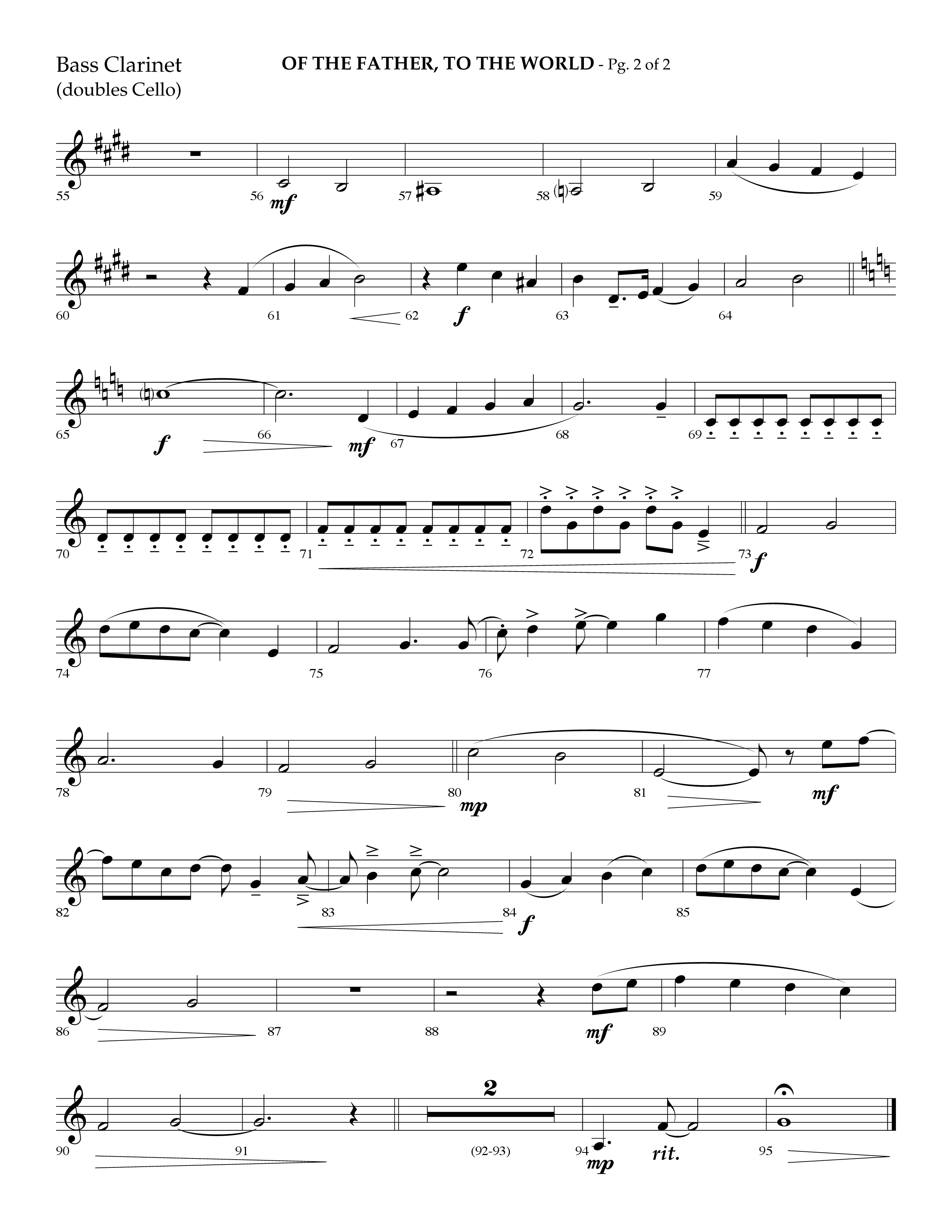 Of The Father To The World (Choral Anthem SATB) Bass Clarinet (Lifeway Choral / Arr. Danny Mitchell)