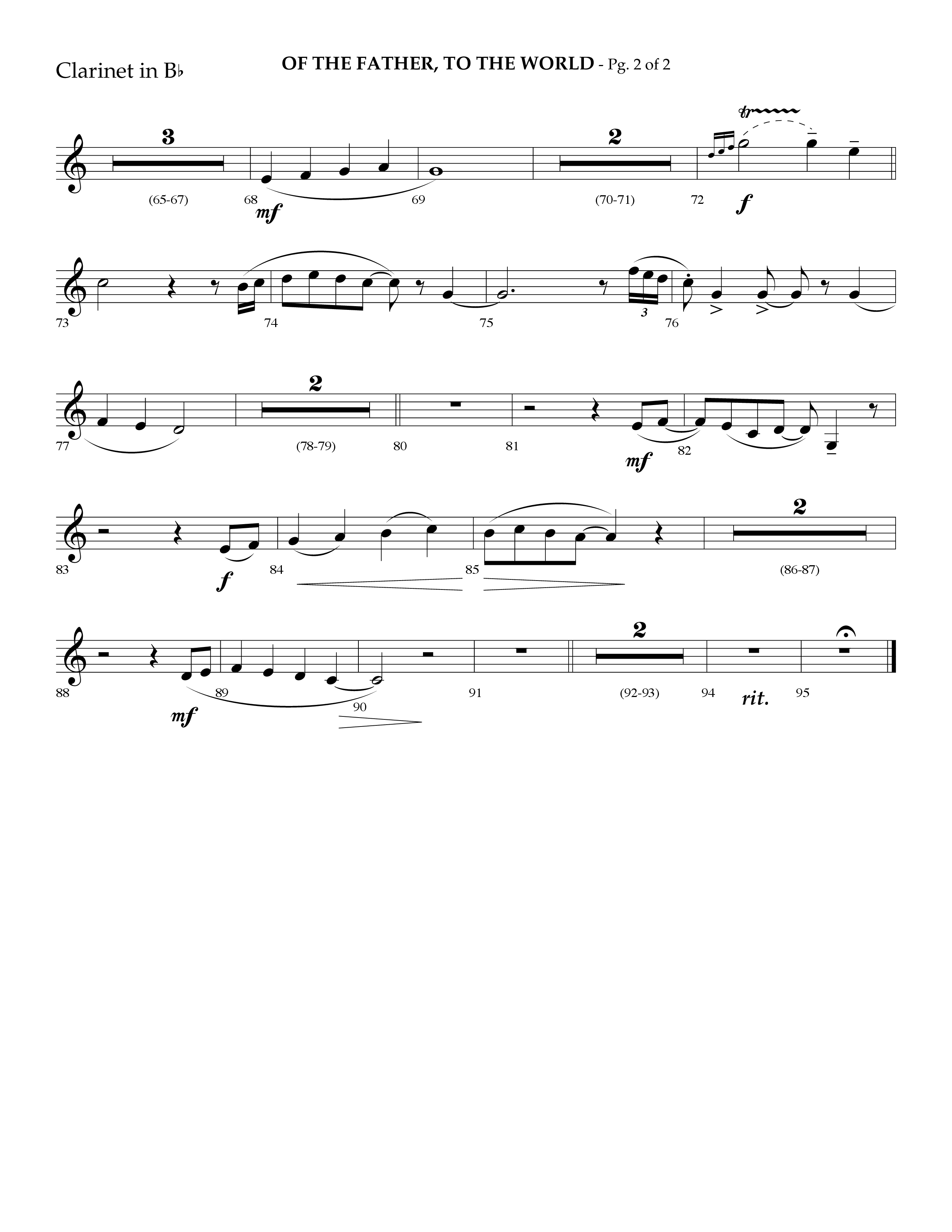 Of The Father To The World (Choral Anthem SATB) Clarinet 1/2 (Lifeway Choral / Arr. Danny Mitchell)