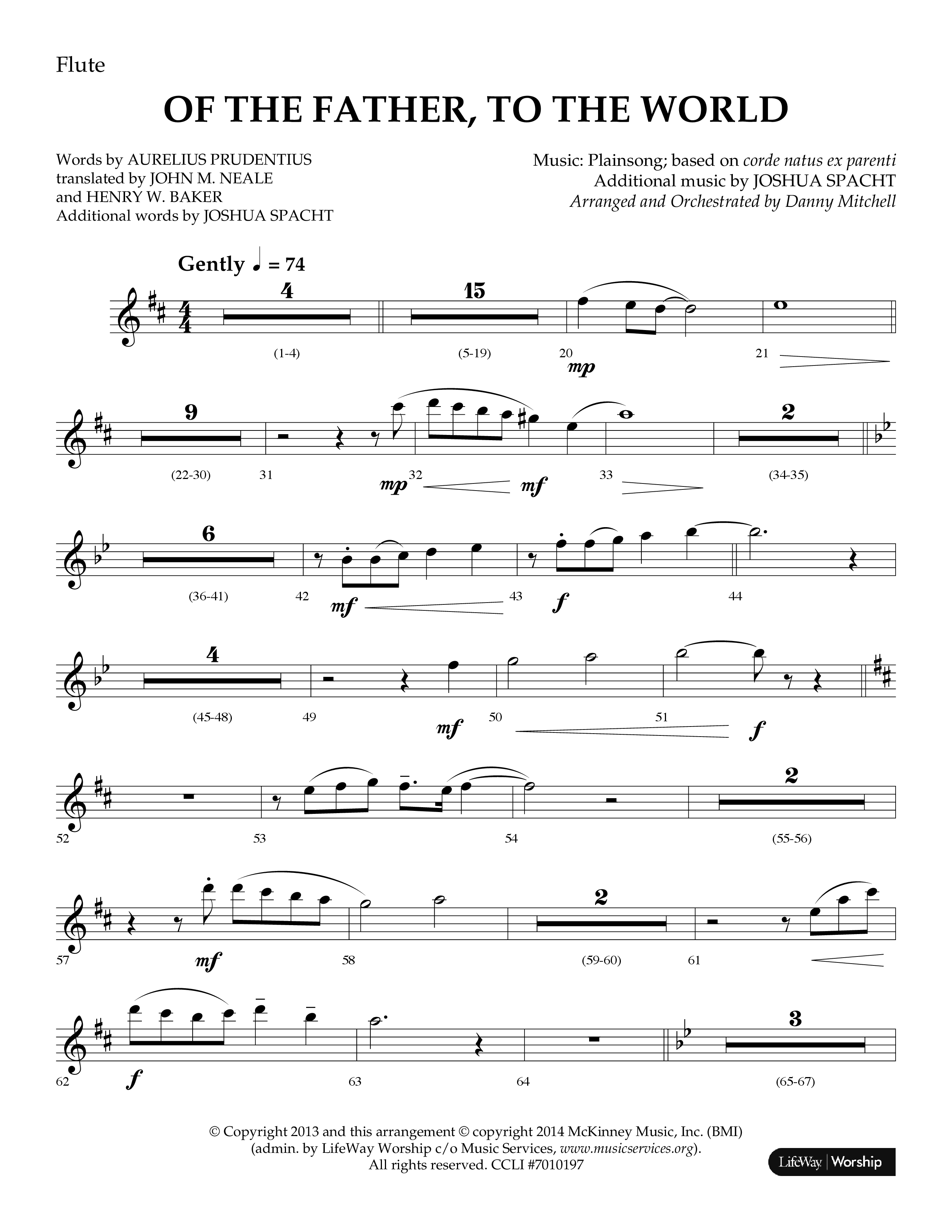 Of The Father To The World (Choral Anthem SATB) Flute (Lifeway Choral / Arr. Danny Mitchell)