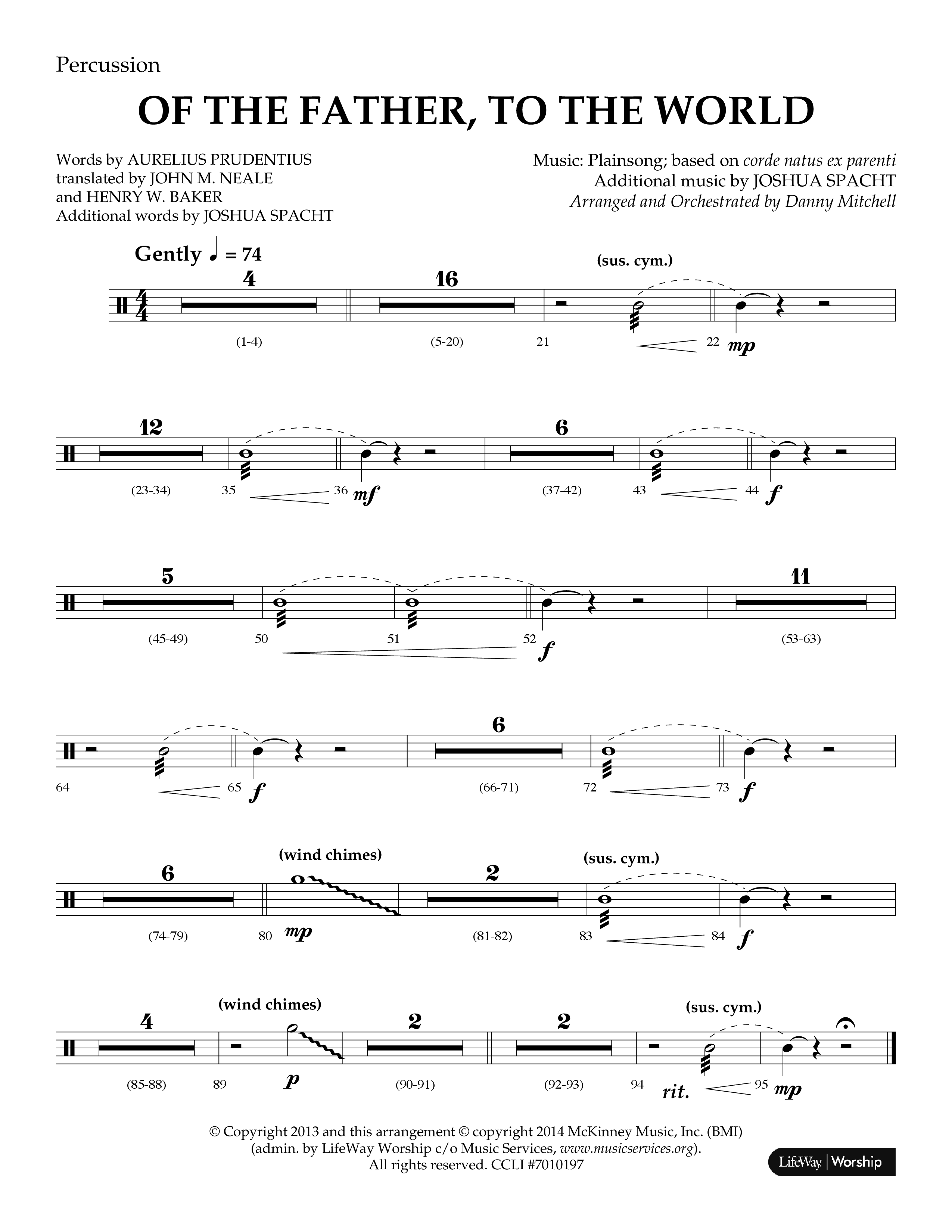 Of The Father To The World (Choral Anthem SATB) Percussion (Lifeway Choral / Arr. Danny Mitchell)