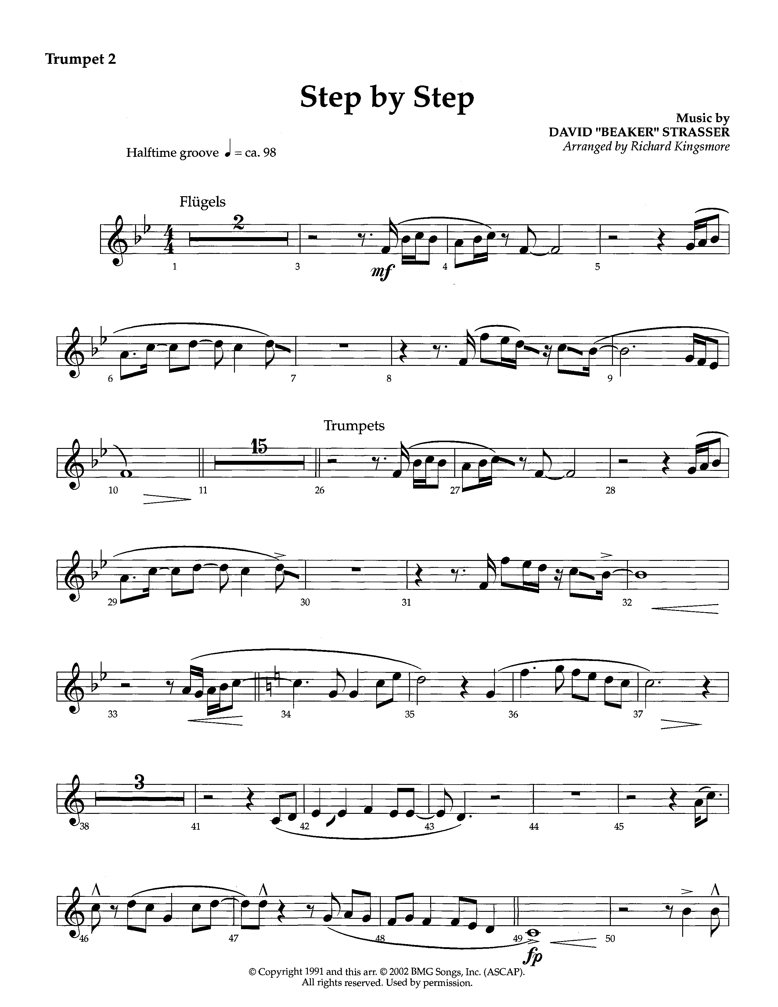 Step By Step (Instrumental) Trumpet 2 (Lifeway Worship / Arr. Richard Kingsmore)