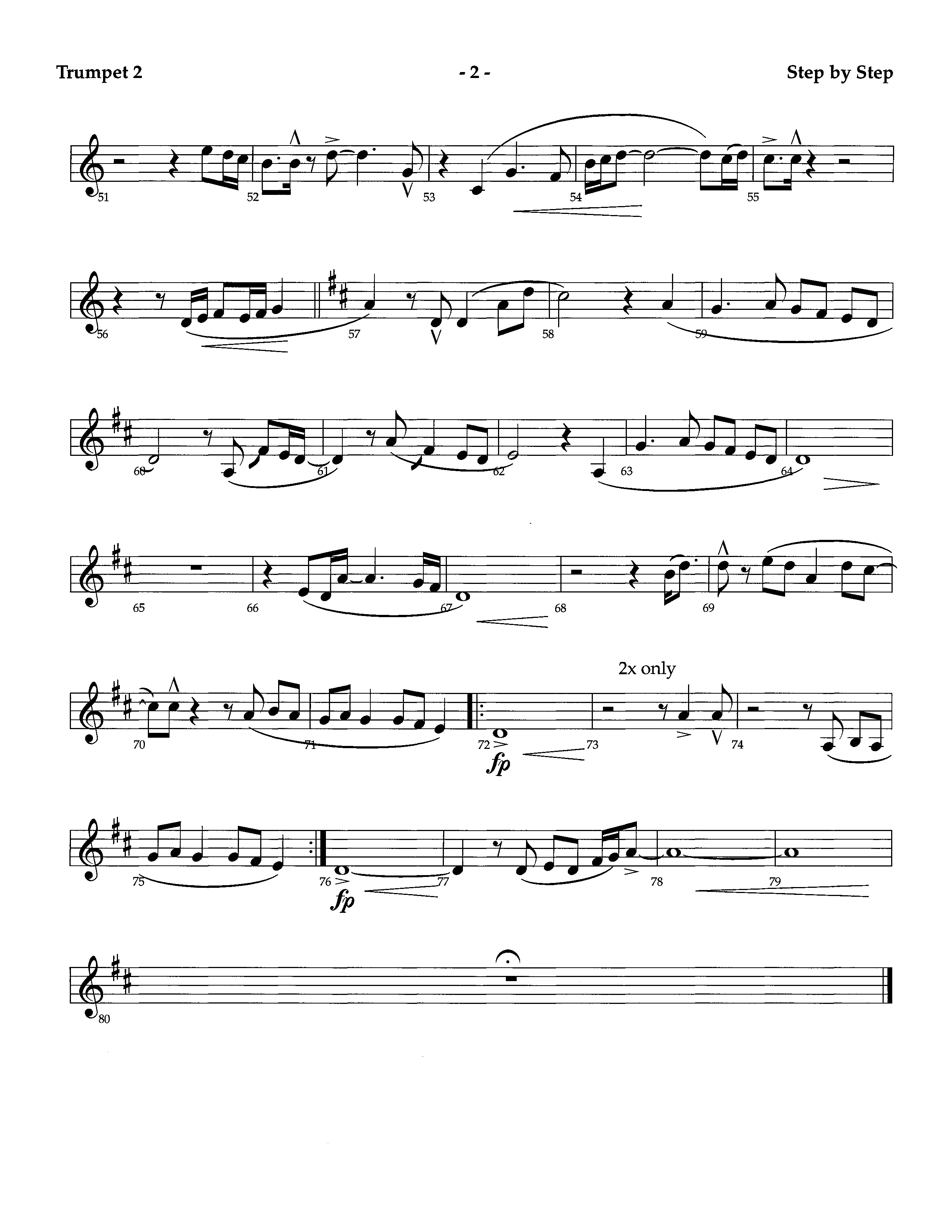 Step By Step (Instrumental) Trumpet 2 (Lifeway Worship / Arr. Richard Kingsmore)