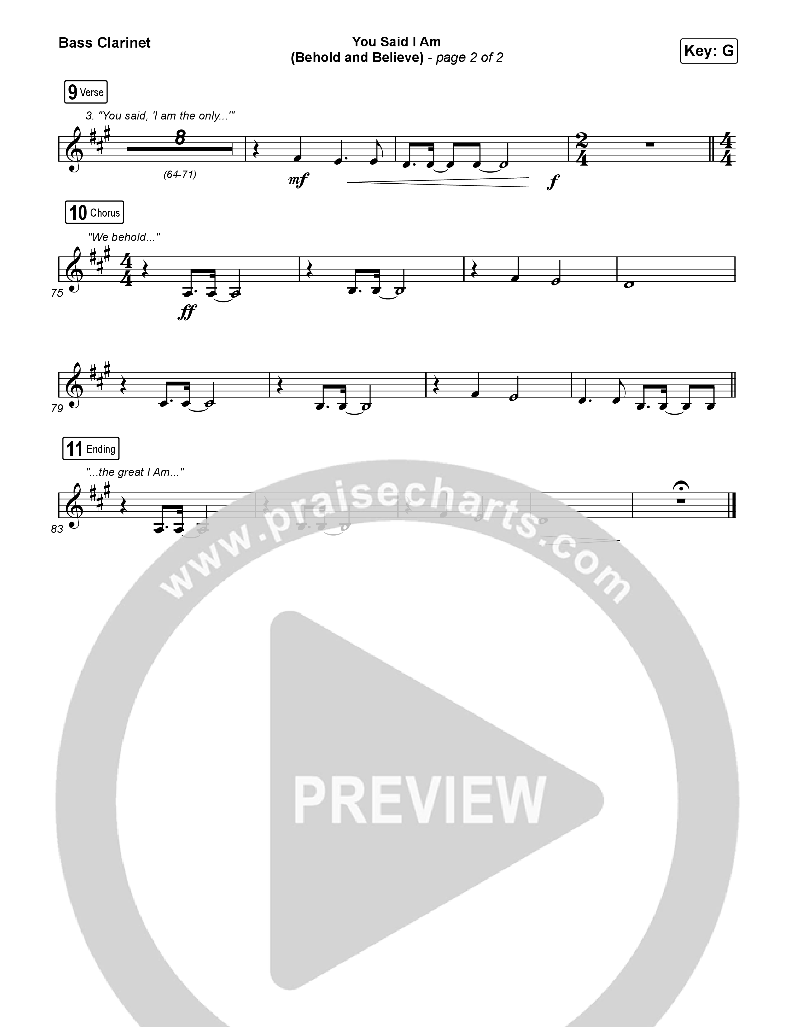 You Said I Am (Behold And Believe) Bass Clarinet (The Gospel Coalition / Shane & Shane)