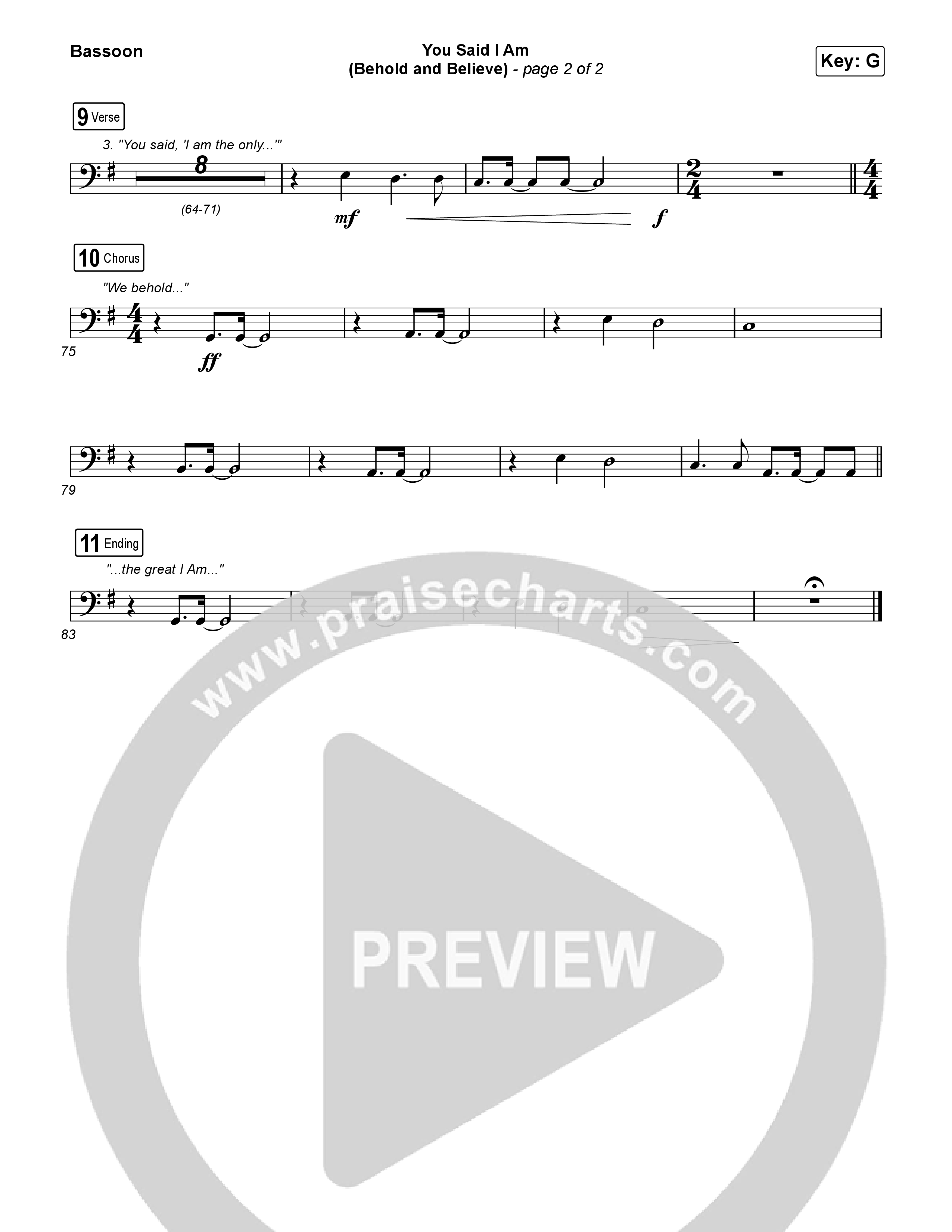 You Said I Am (Behold And Believe) Bassoon (The Gospel Coalition / Shane & Shane)