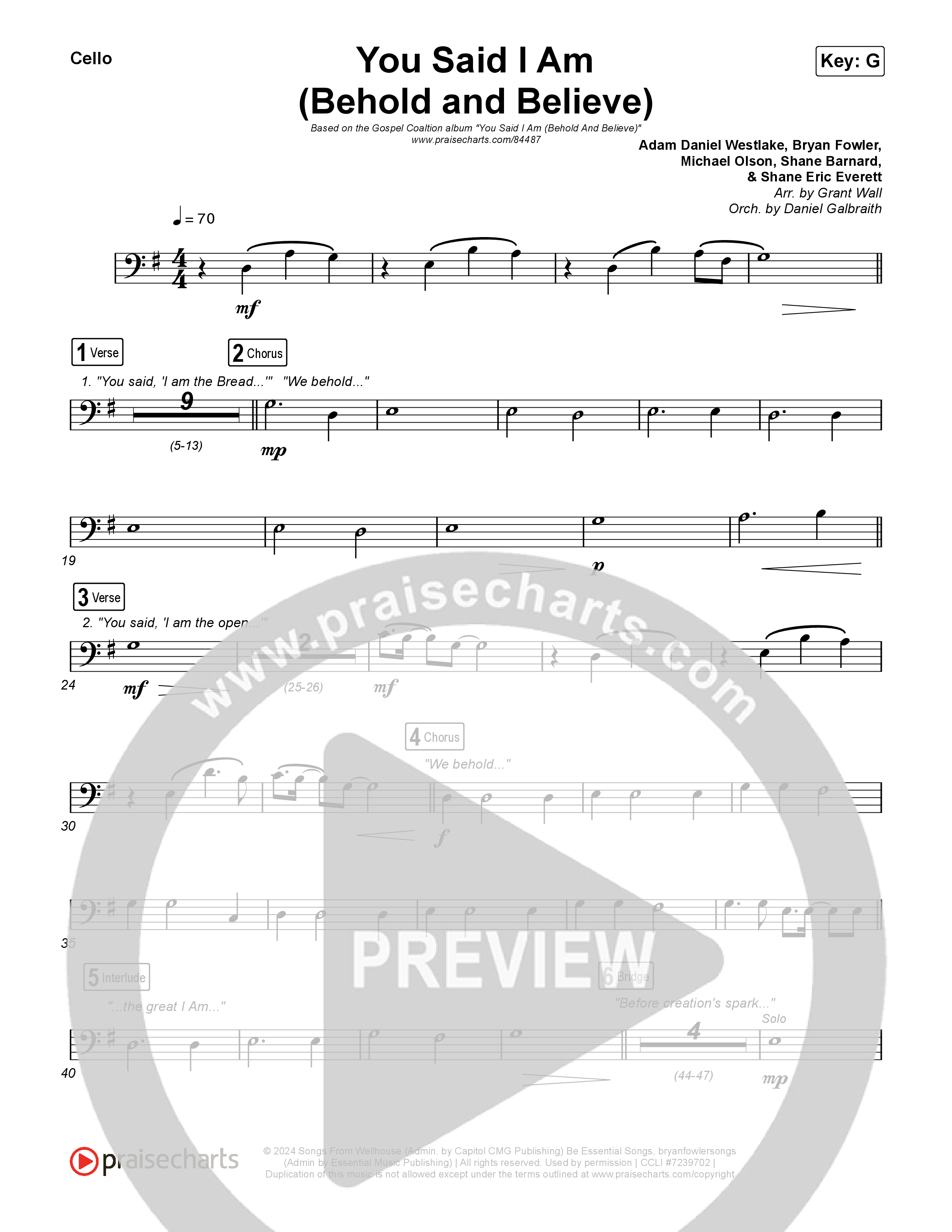 You Said I Am (Behold And Believe) Cello (The Gospel Coalition / Shane & Shane)