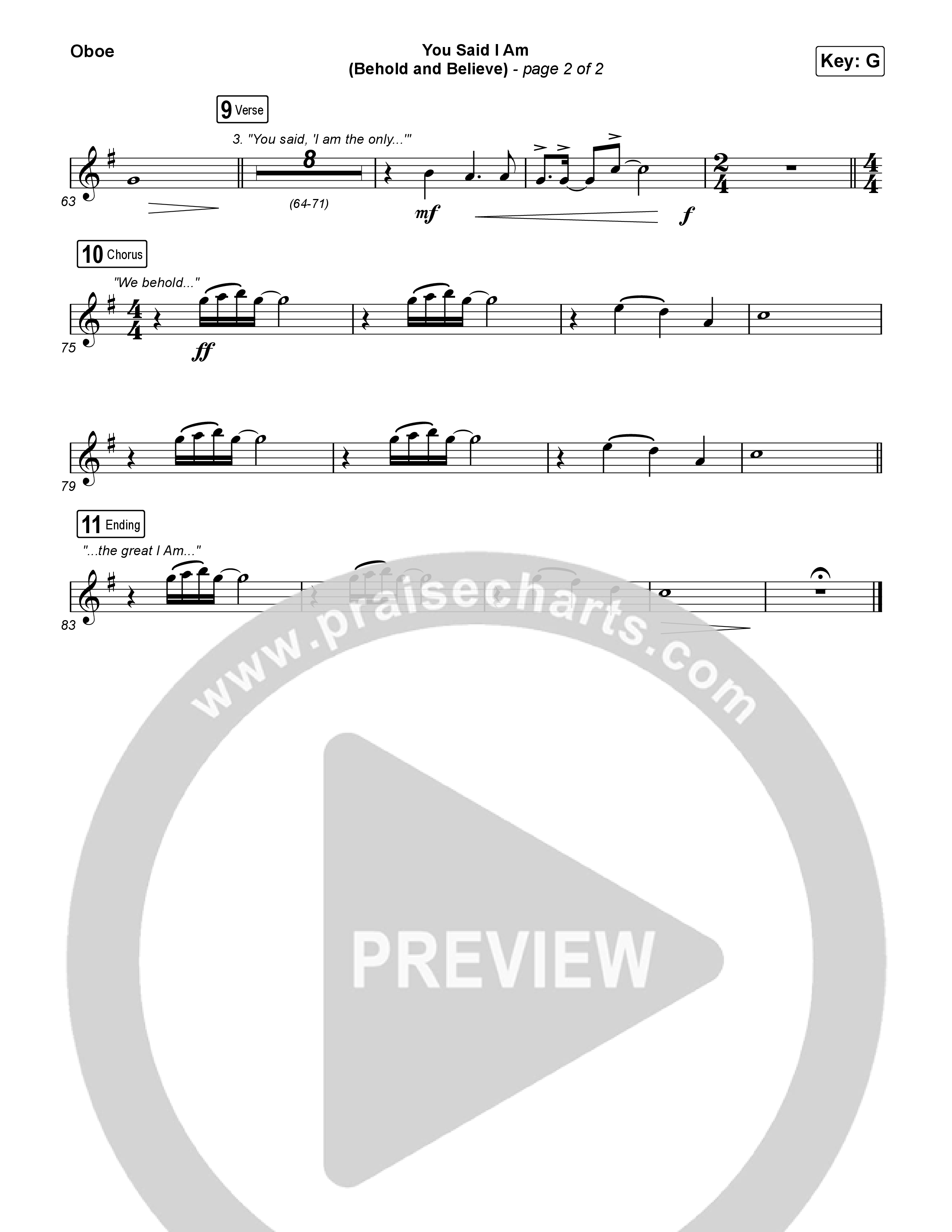 You Said I Am (Behold And Believe) Oboe (The Gospel Coalition / Shane & Shane)