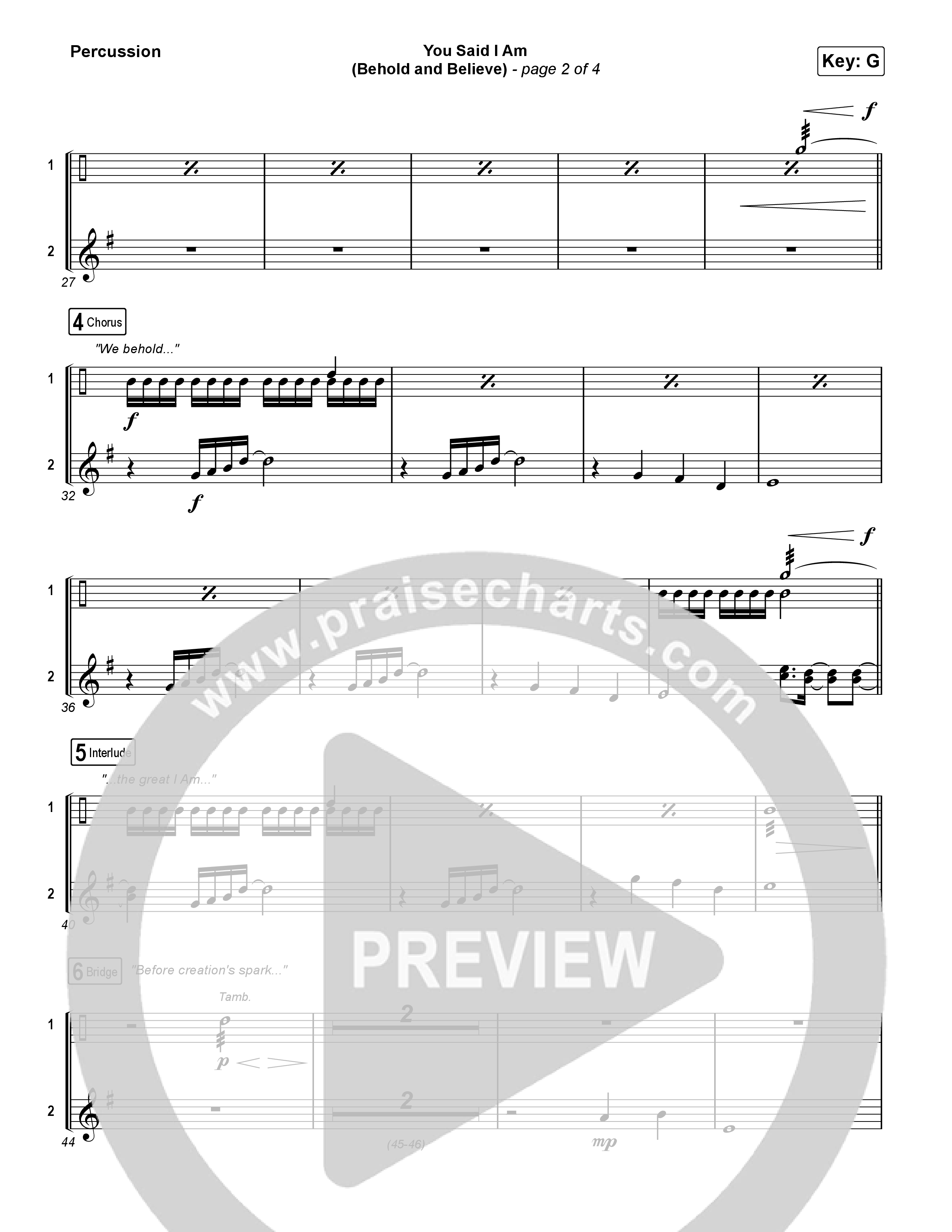 You Said I Am (Behold And Believe) Percussion (The Gospel Coalition / Shane & Shane)