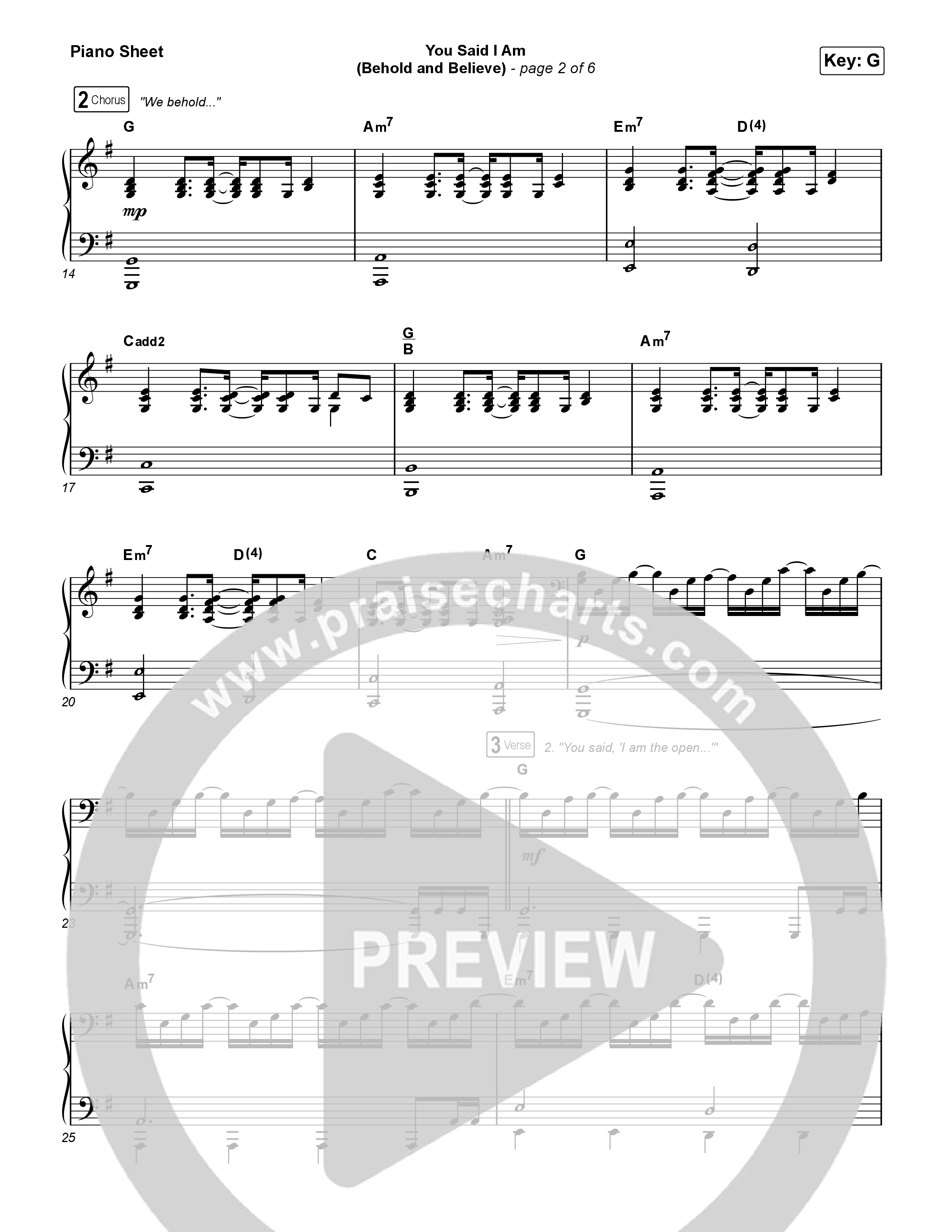 You Said I Am (Behold And Believe) Piano Sheet (The Gospel Coalition / Shane & Shane)