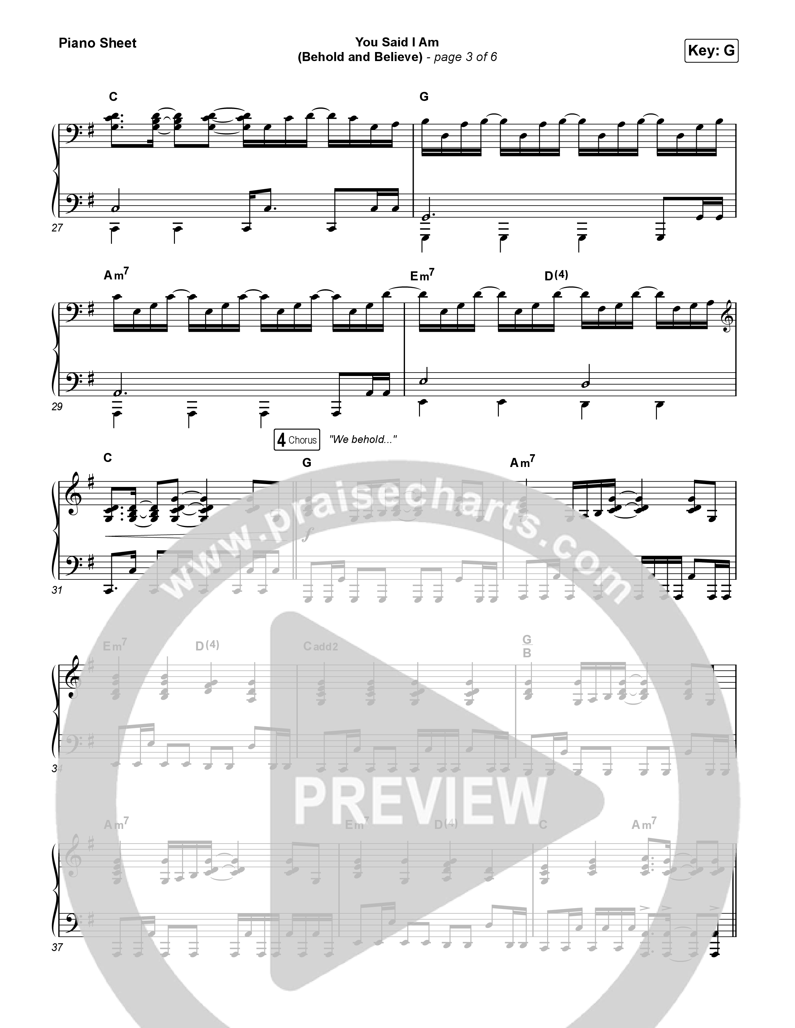 You Said I Am (Behold And Believe) Piano Sheet (The Gospel Coalition / Shane & Shane)