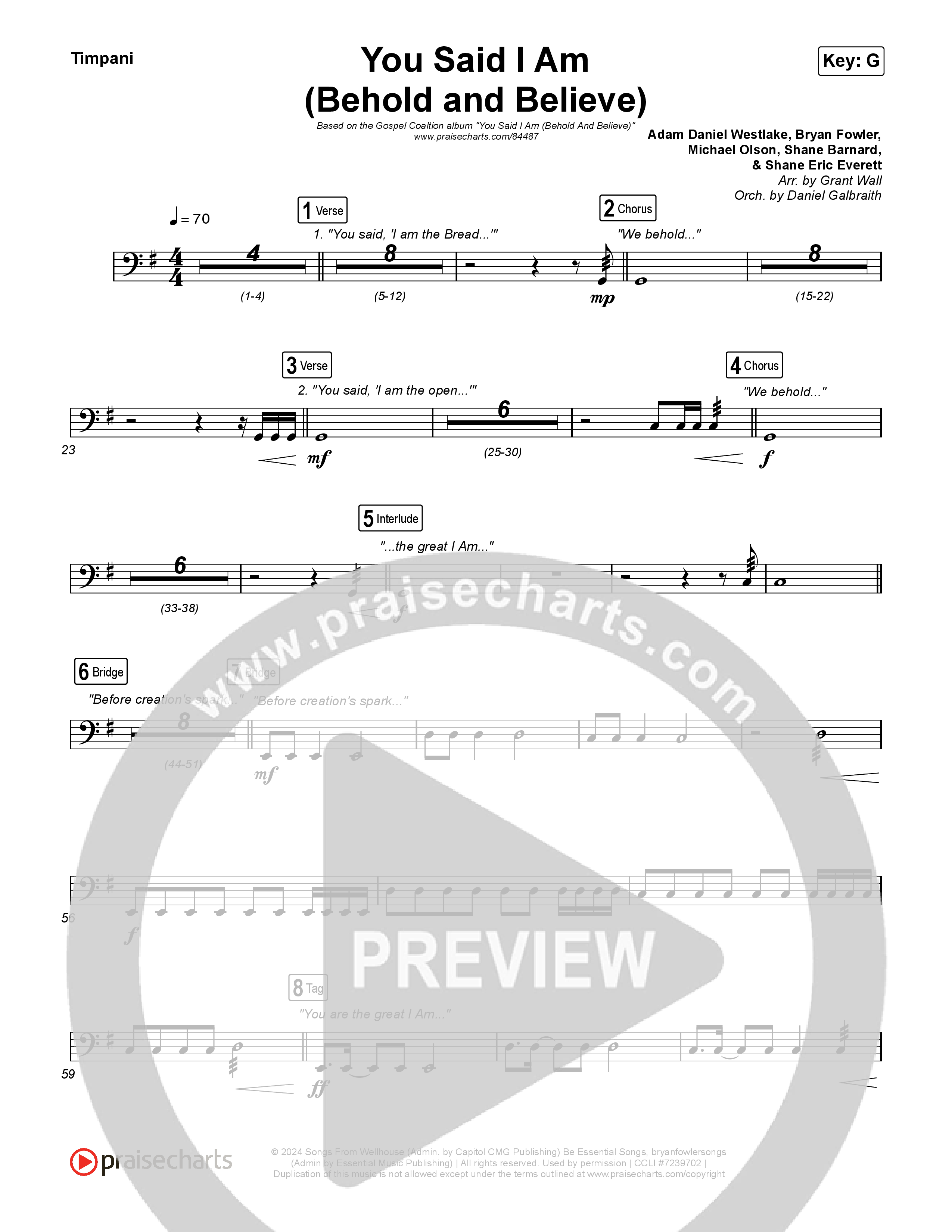 You Said I Am (Behold And Believe) Timpani (The Gospel Coalition / Shane & Shane)