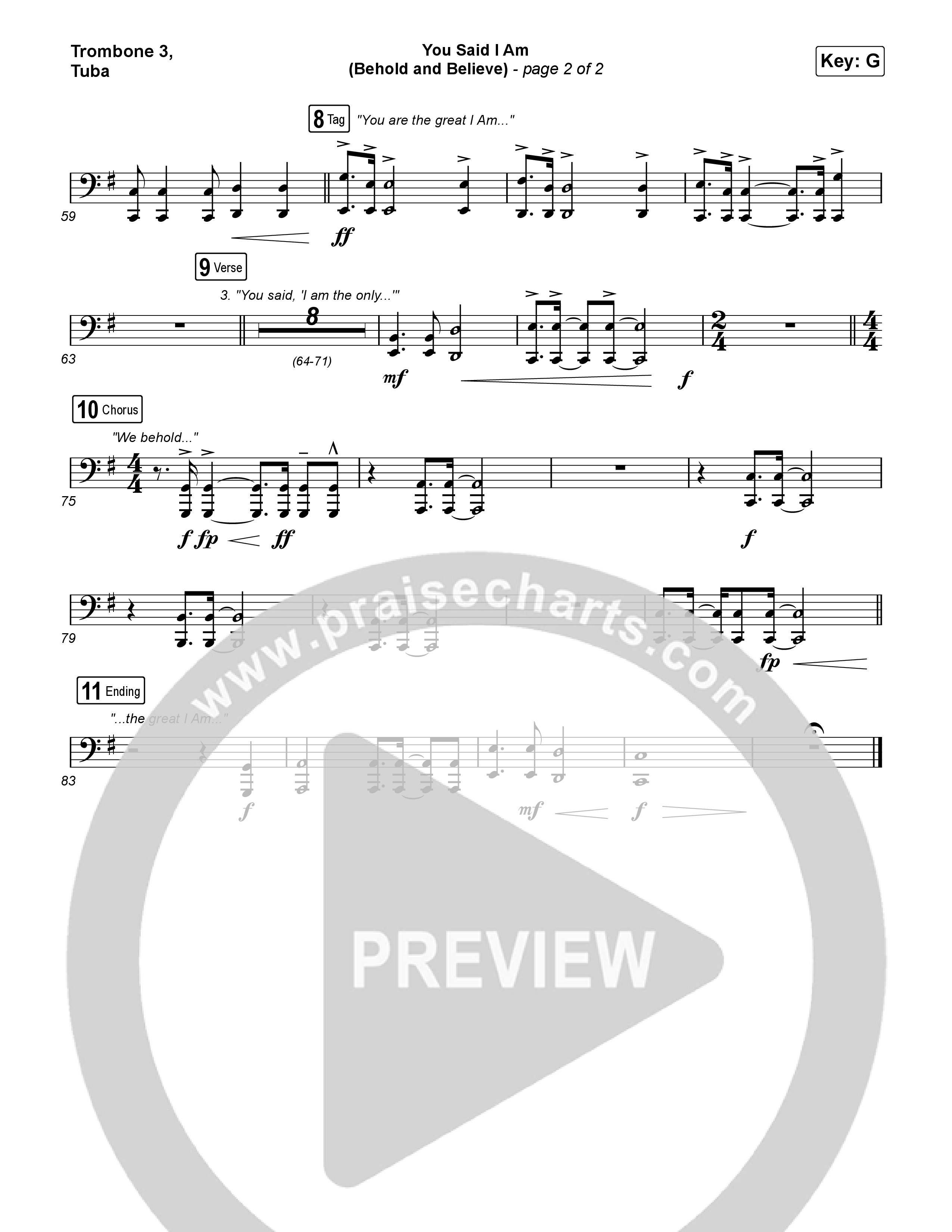 You Said I Am (Behold And Believe) Trombone 3/Tuba (The Gospel Coalition / Shane & Shane)