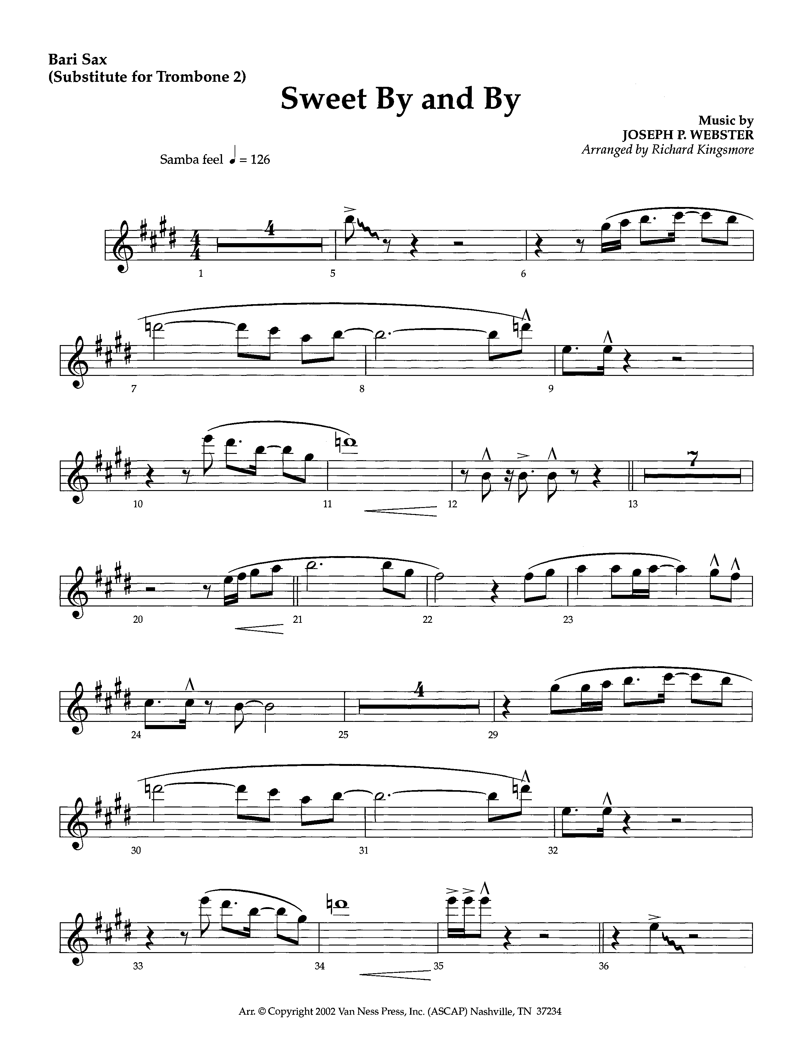 Sweet By And By (Instrumental) Bari Sax (Lifeway Worship / Arr. Richard Kingsmore)