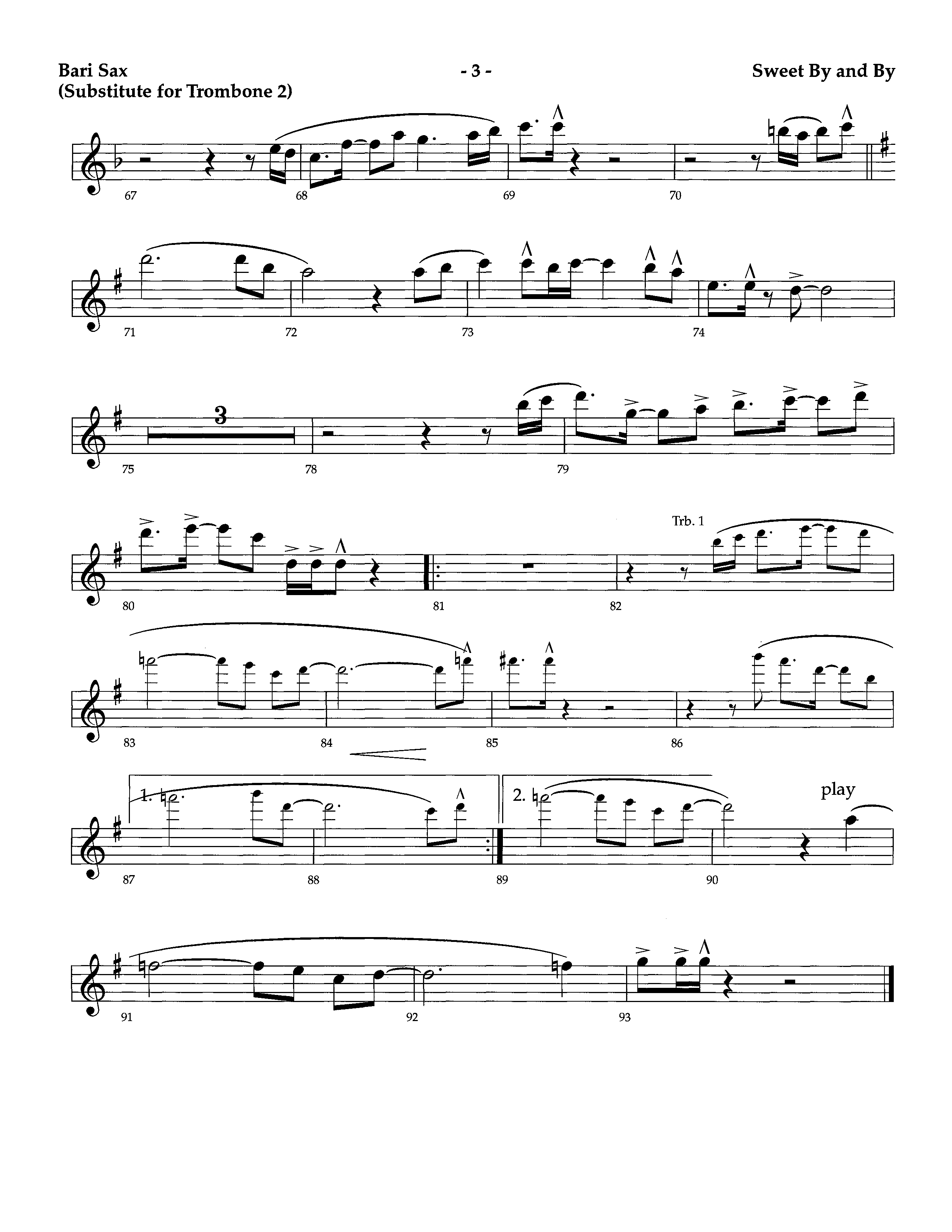 Sweet By And By (Instrumental) Bari Sax (Lifeway Worship / Arr. Richard Kingsmore)