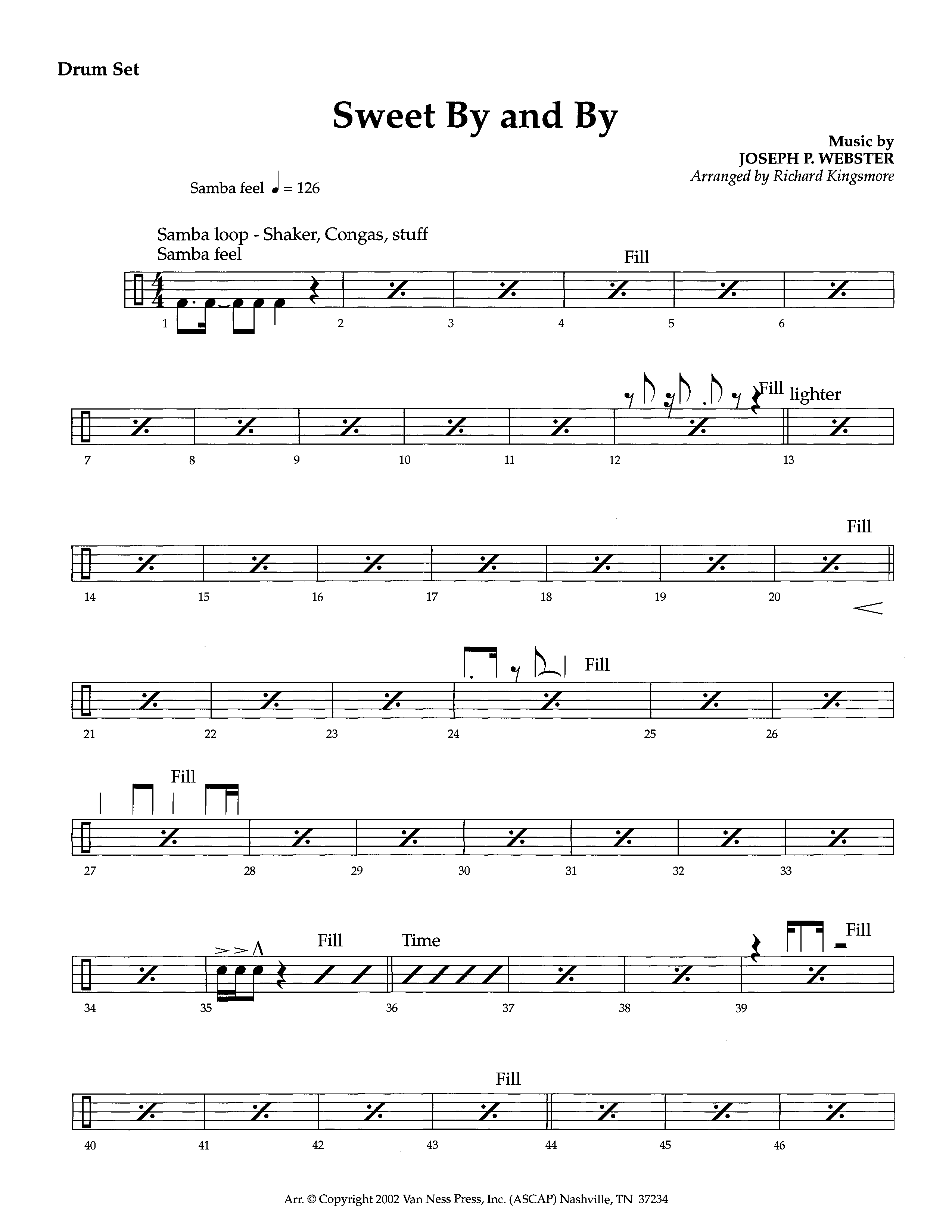 Sweet By And By (Instrumental) Drum Set (Lifeway Worship / Arr. Richard Kingsmore)
