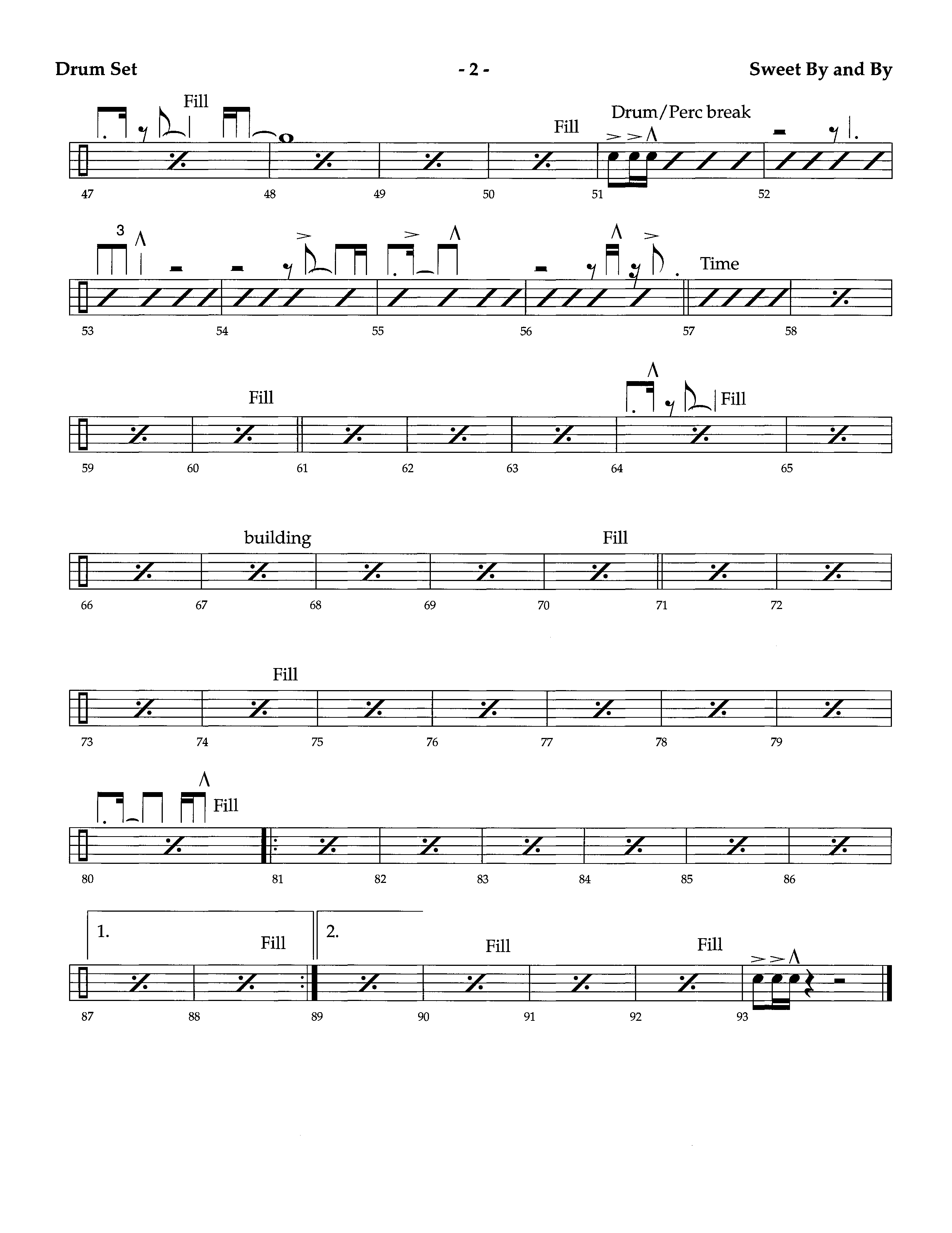 Sweet By And By (Instrumental) Drum Set (Lifeway Worship / Arr. Richard Kingsmore)