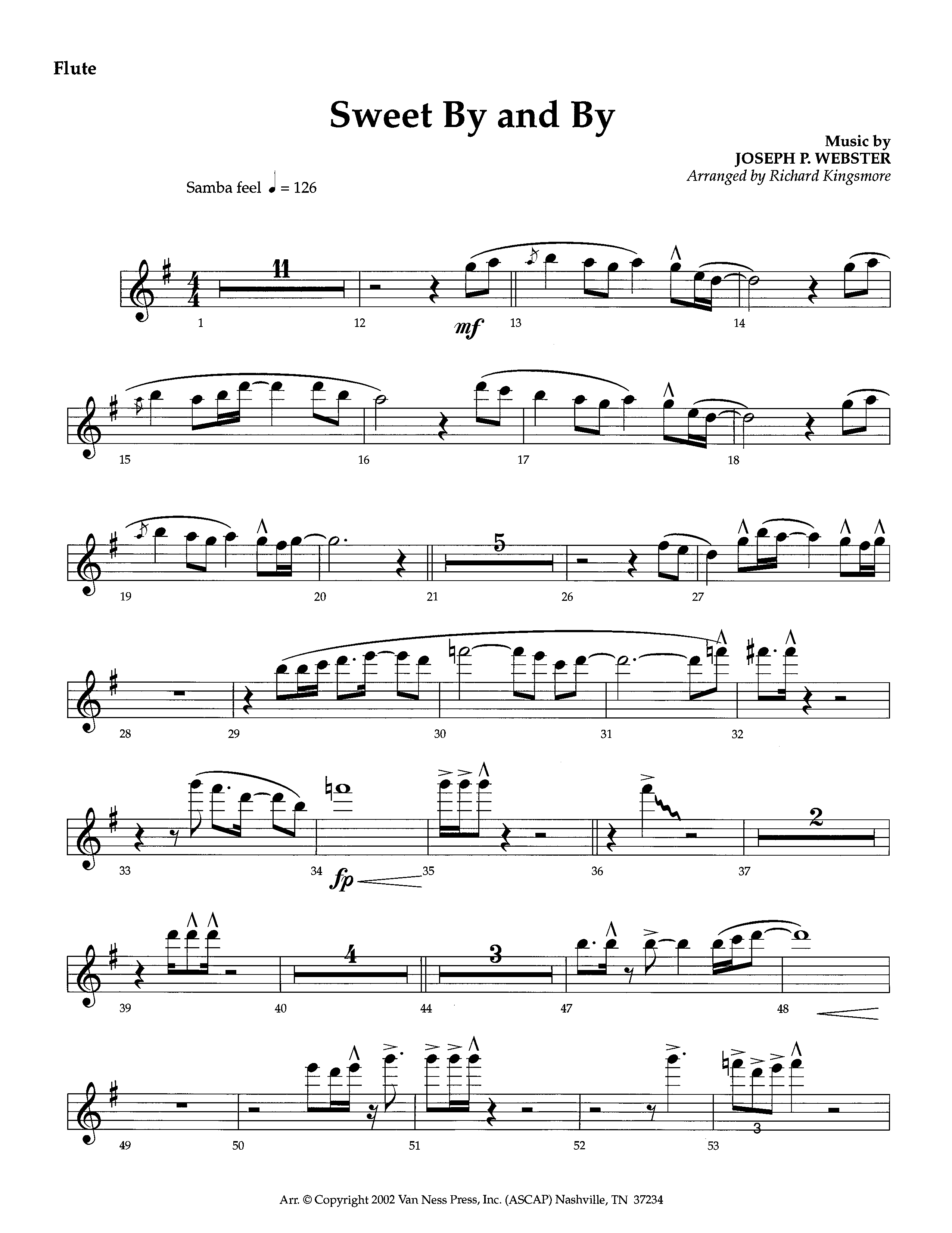 Sweet By And By (Instrumental) Flute (Lifeway Worship / Arr. Richard Kingsmore)