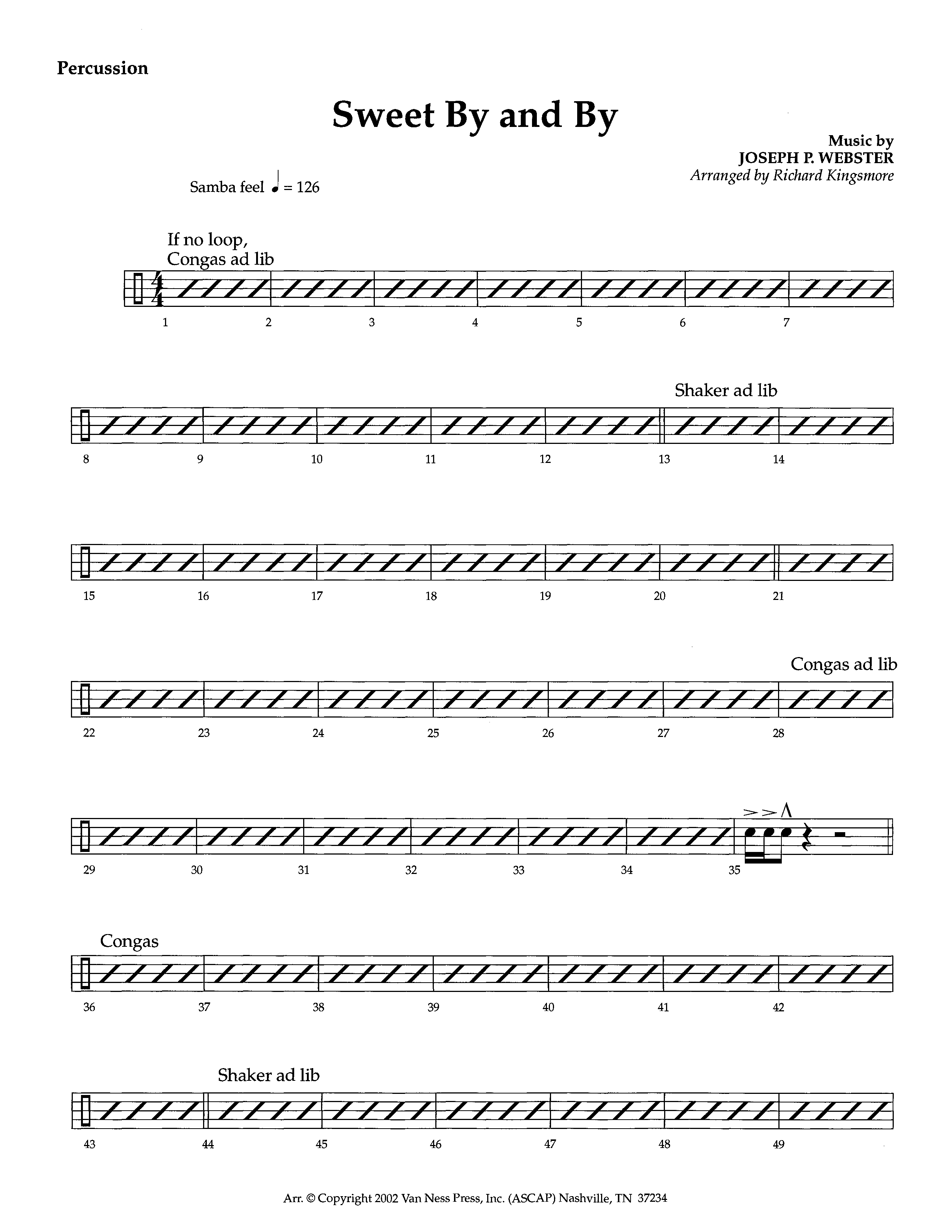 Sweet By And By (Instrumental) Percussion (Lifeway Worship / Arr. Richard Kingsmore)