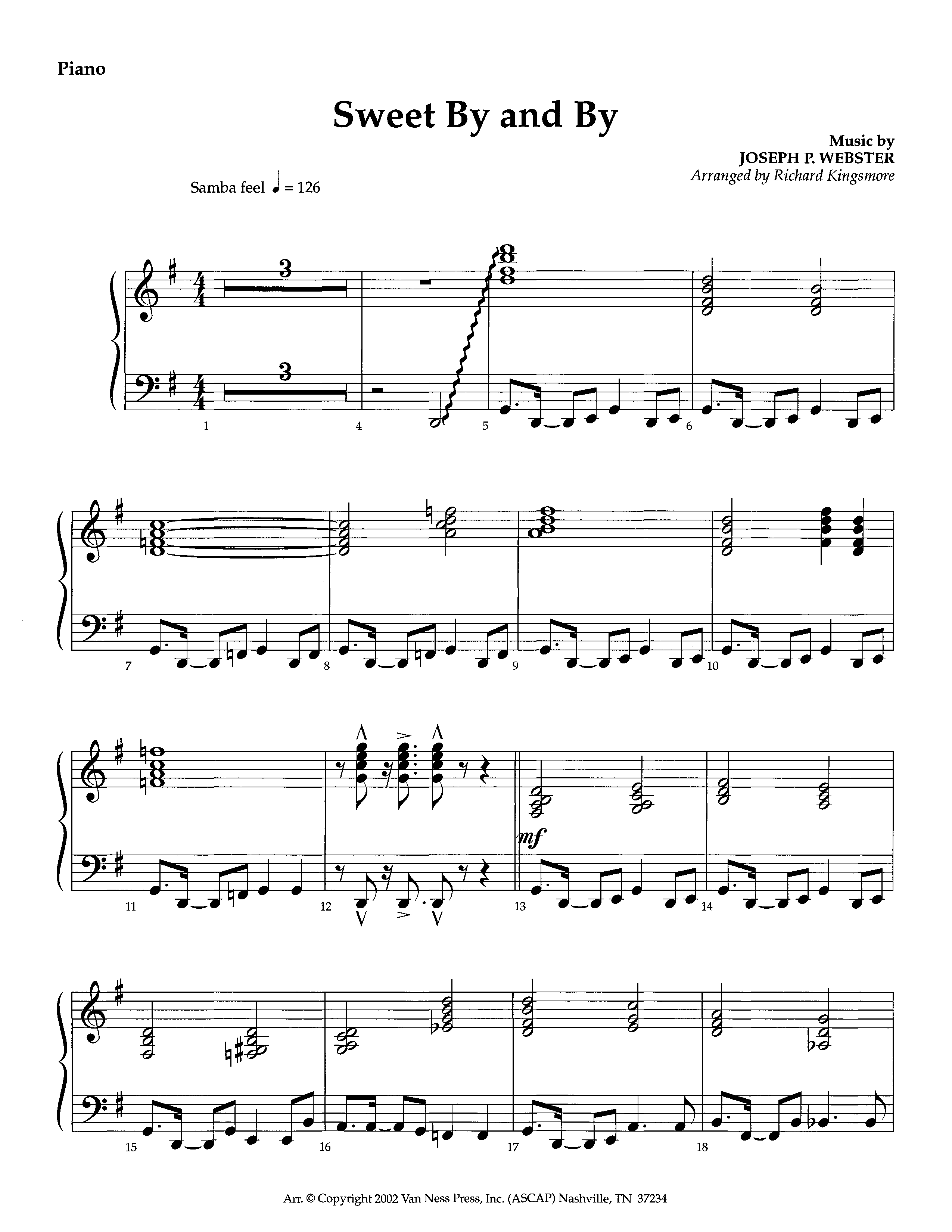 Sweet By And By (Instrumental) Piano Sheet (Lifeway Worship / Arr. Richard Kingsmore)
