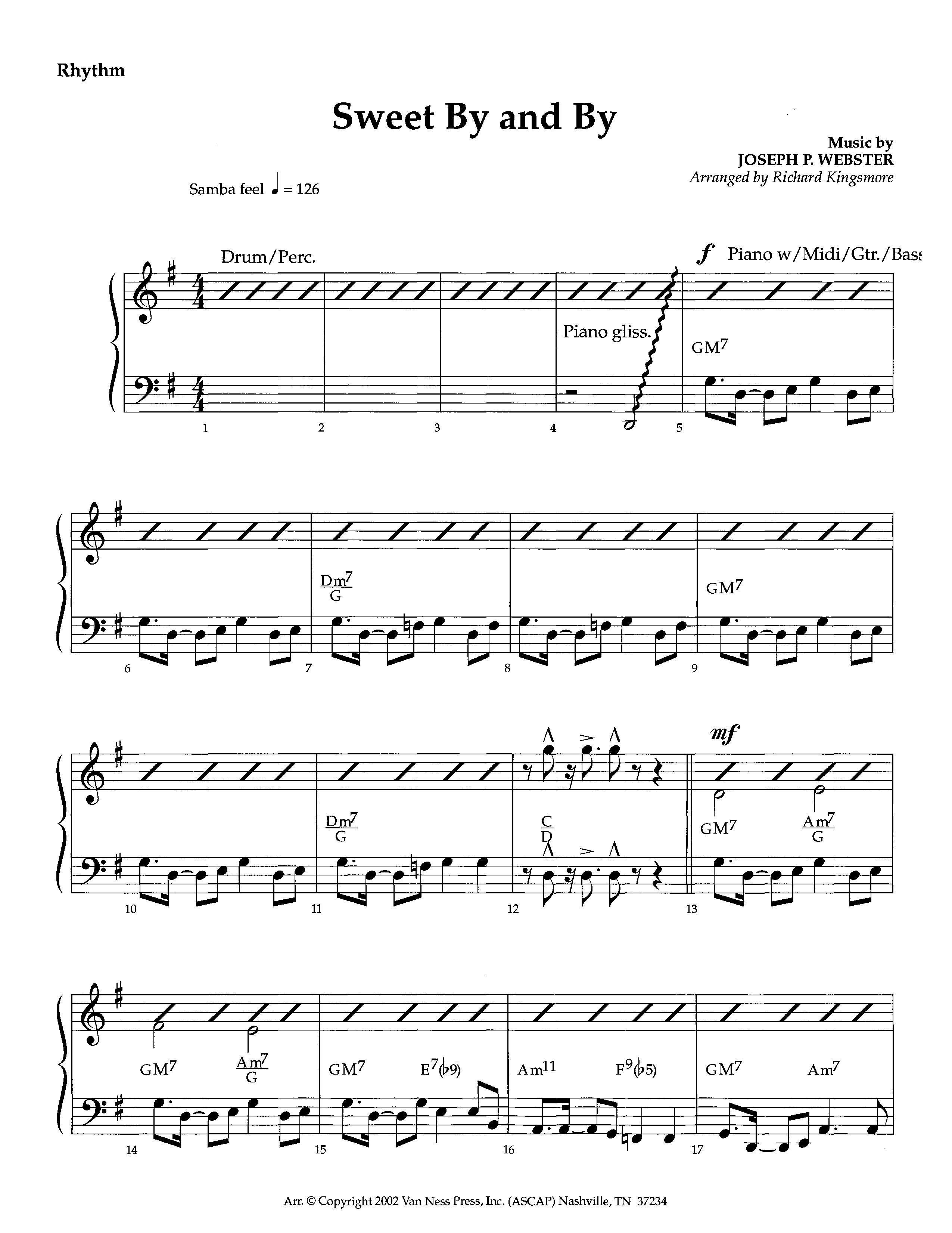 Sweet By And By (Instrumental) Rhythm Chart (Lifeway Worship / Arr. Richard Kingsmore)