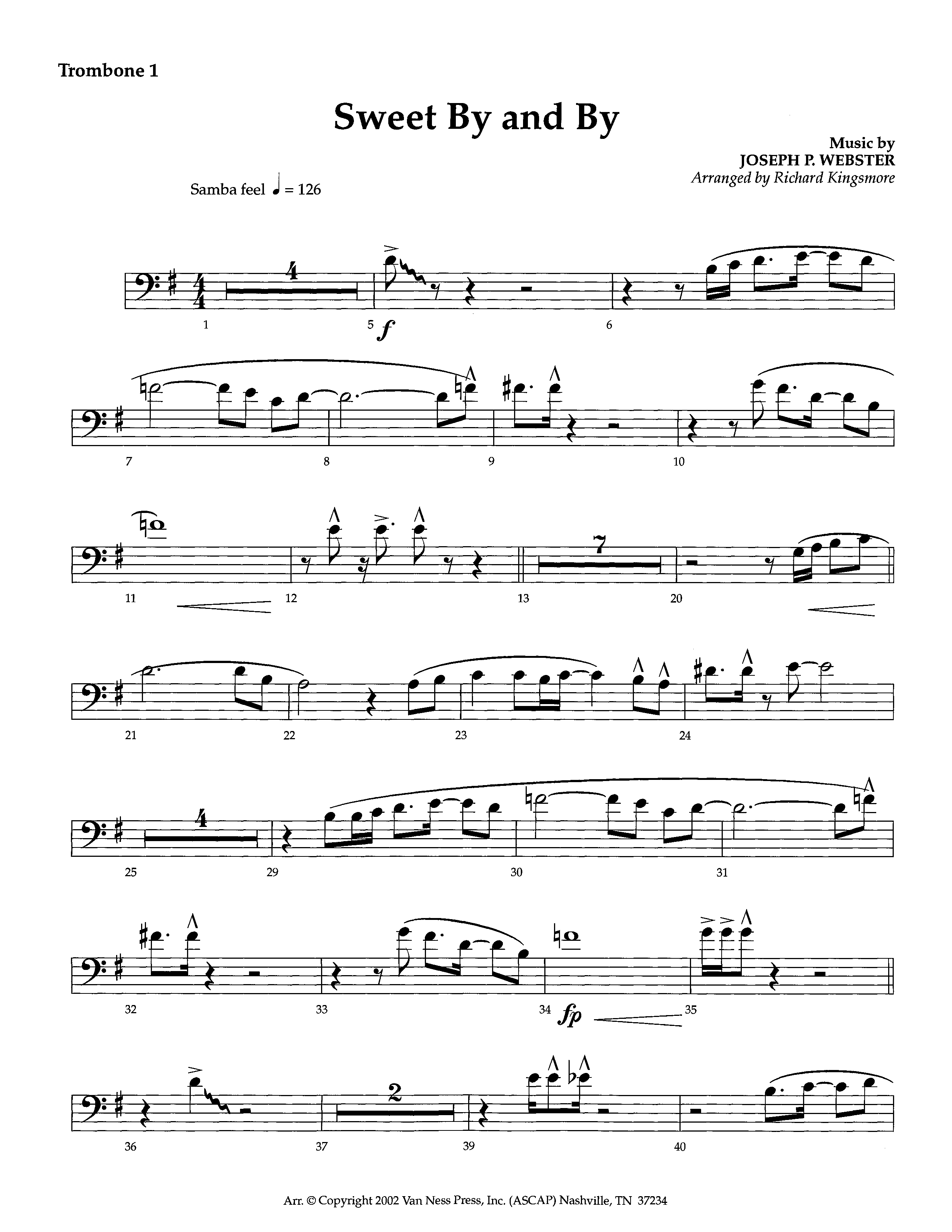 Sweet By And By (Instrumental) Trombone 1 (Lifeway Worship / Arr. Richard Kingsmore)