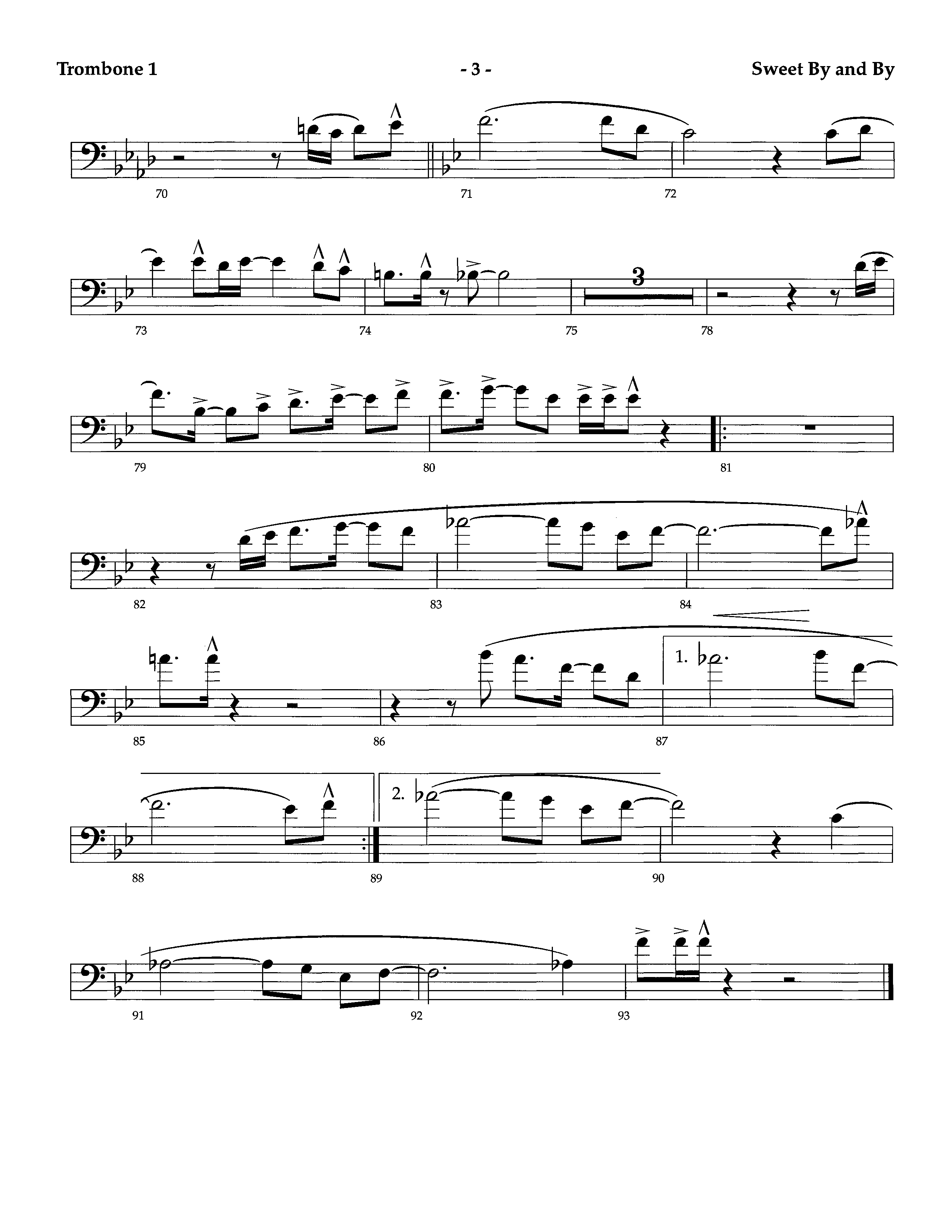 Sweet By And By (Instrumental) Trombone 1 (Lifeway Worship / Arr. Richard Kingsmore)