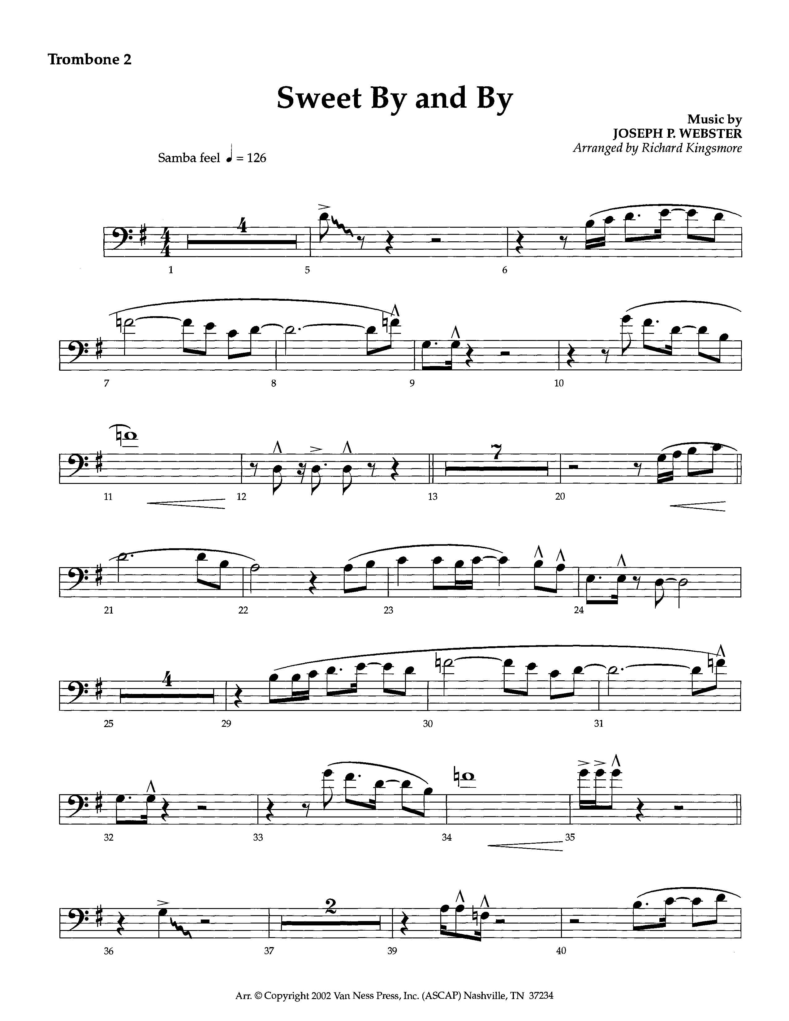 Sweet By And By (Instrumental) Trombone 2 (Lifeway Worship / Arr. Richard Kingsmore)