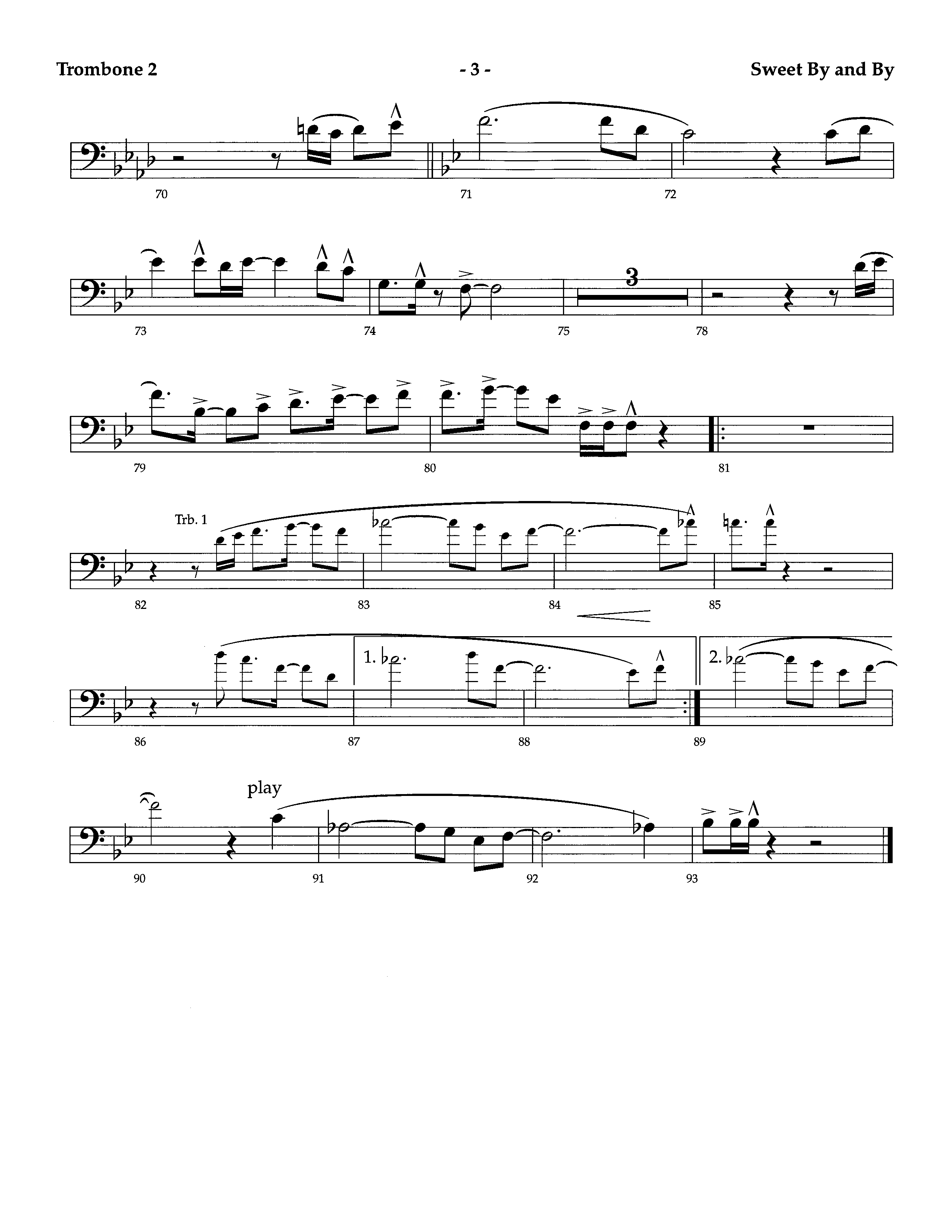 Sweet By And By (Instrumental) Trombone 2 (Lifeway Worship / Arr. Richard Kingsmore)