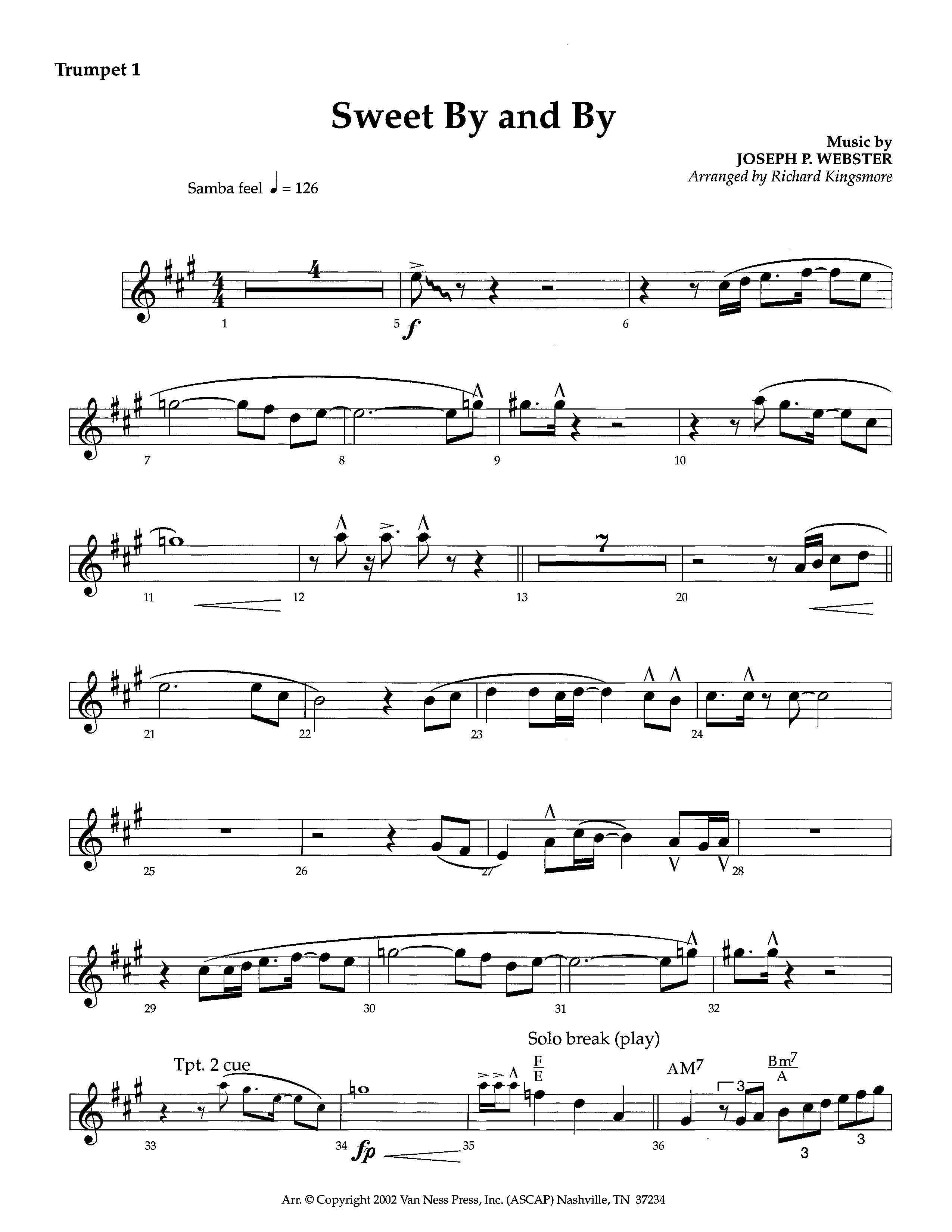 Sweet By And By (Instrumental) Trumpet 1 (Lifeway Worship / Arr. Richard Kingsmore)