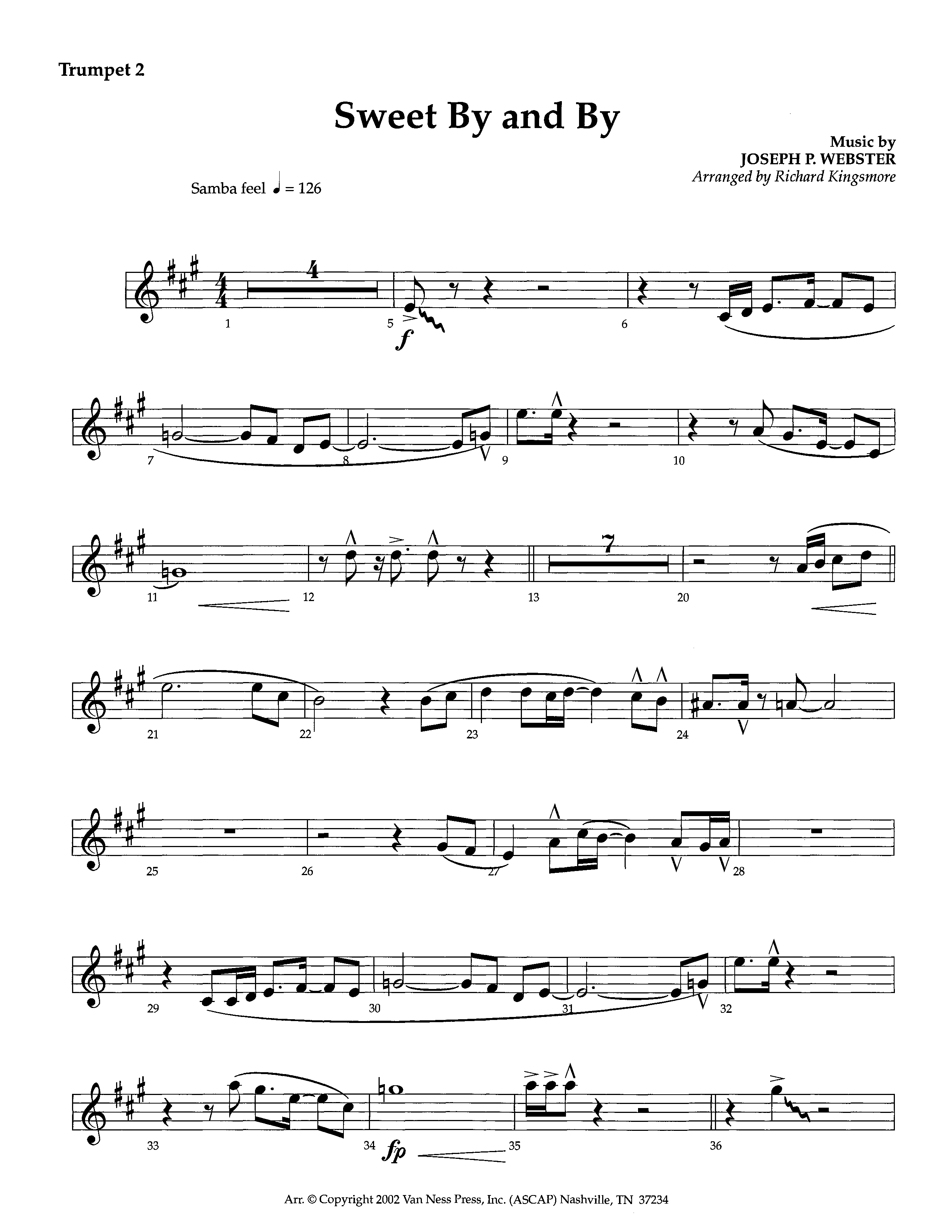Sweet By And By (Instrumental) Trumpet 2 (Lifeway Worship / Arr. Richard Kingsmore)