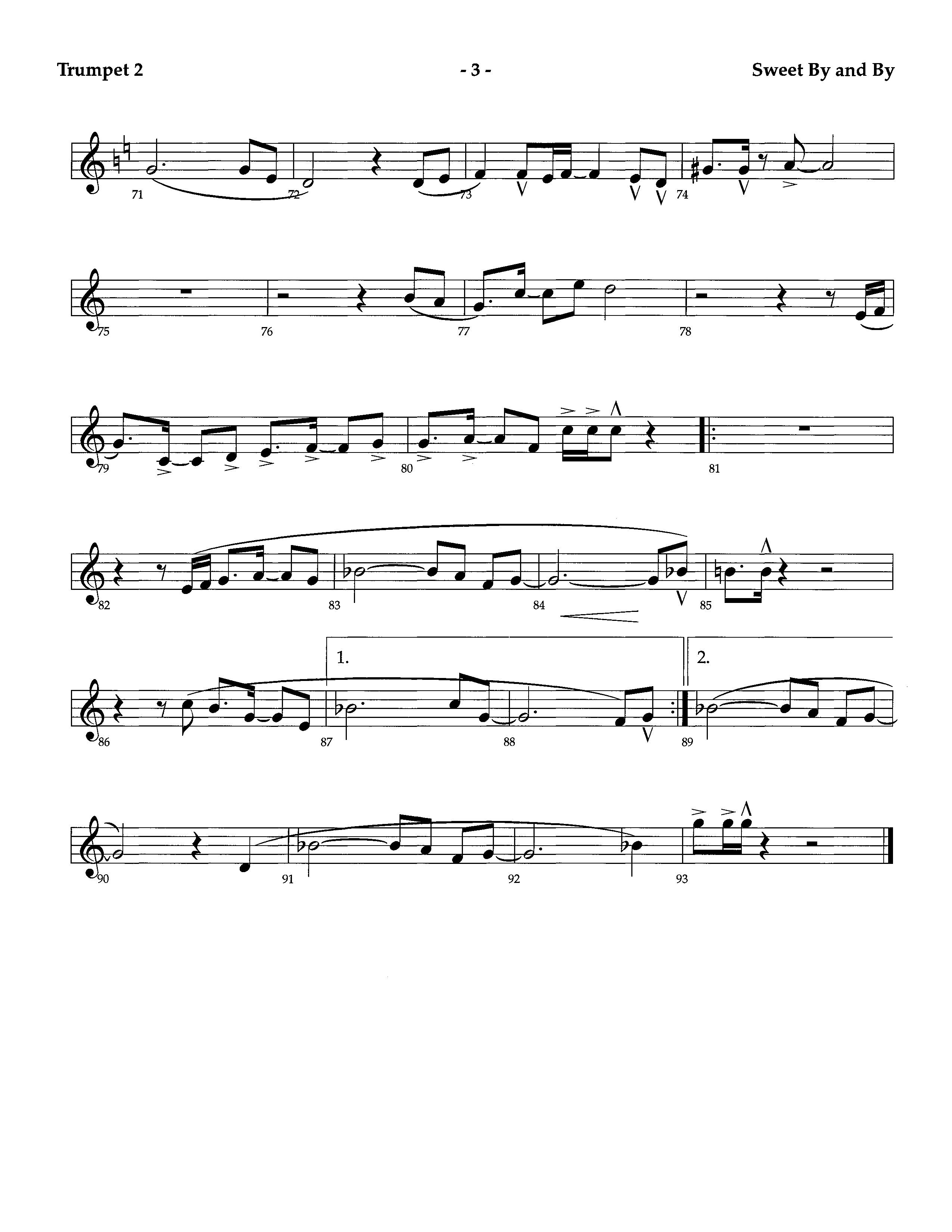 Sweet By And By (Instrumental) Trumpet 2 (Lifeway Worship / Arr. Richard Kingsmore)