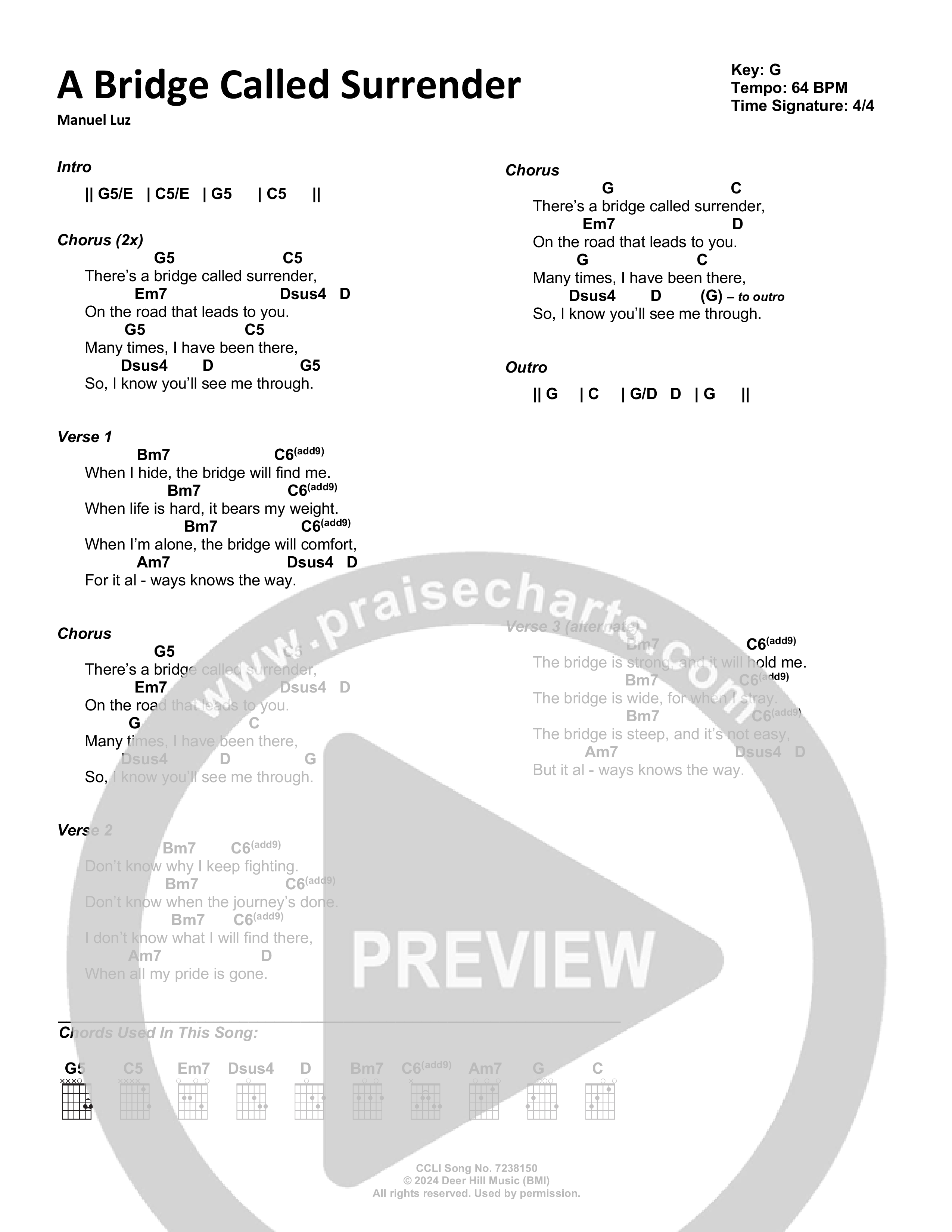 A Bridge Called Surrender Chord Chart (The Immerse Collective)