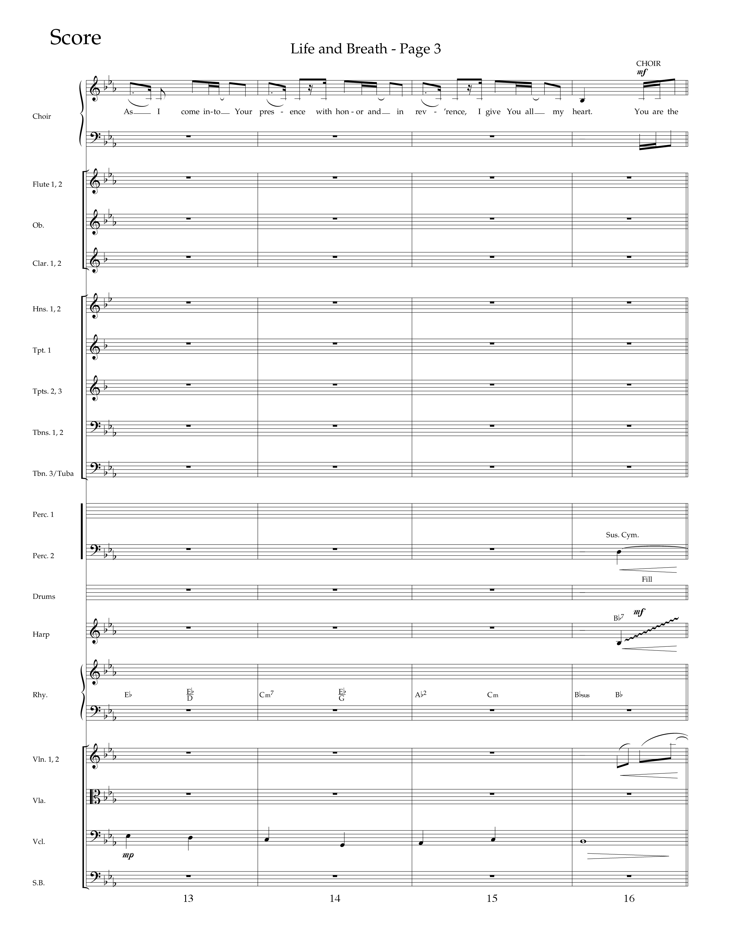 Life And Breath (Choral Anthem SATB) Orchestration (Lifeway Choral / Arr. Camp Kirkland)
