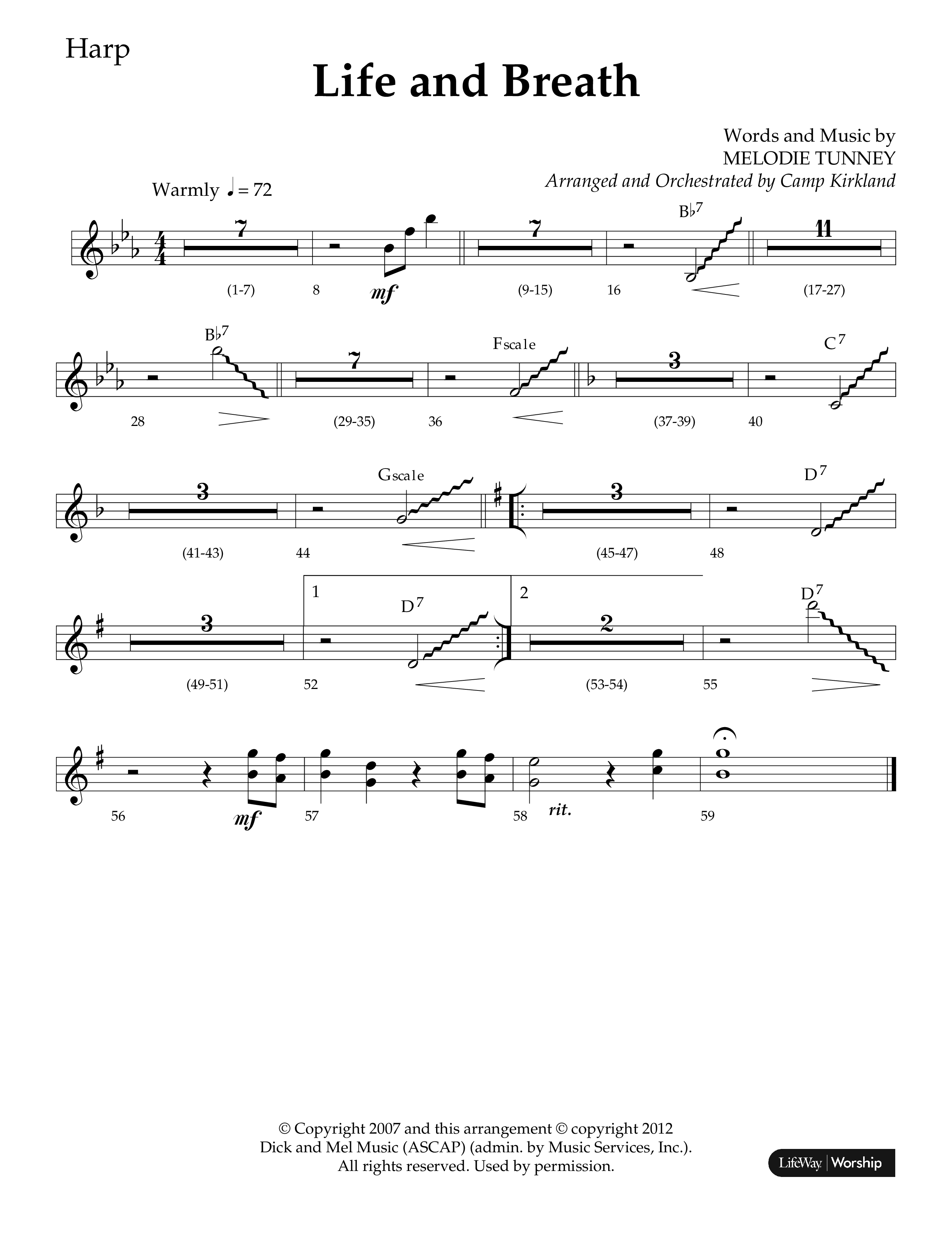 Life And Breath (Choral Anthem SATB) Harp (Lifeway Choral / Arr. Camp Kirkland)
