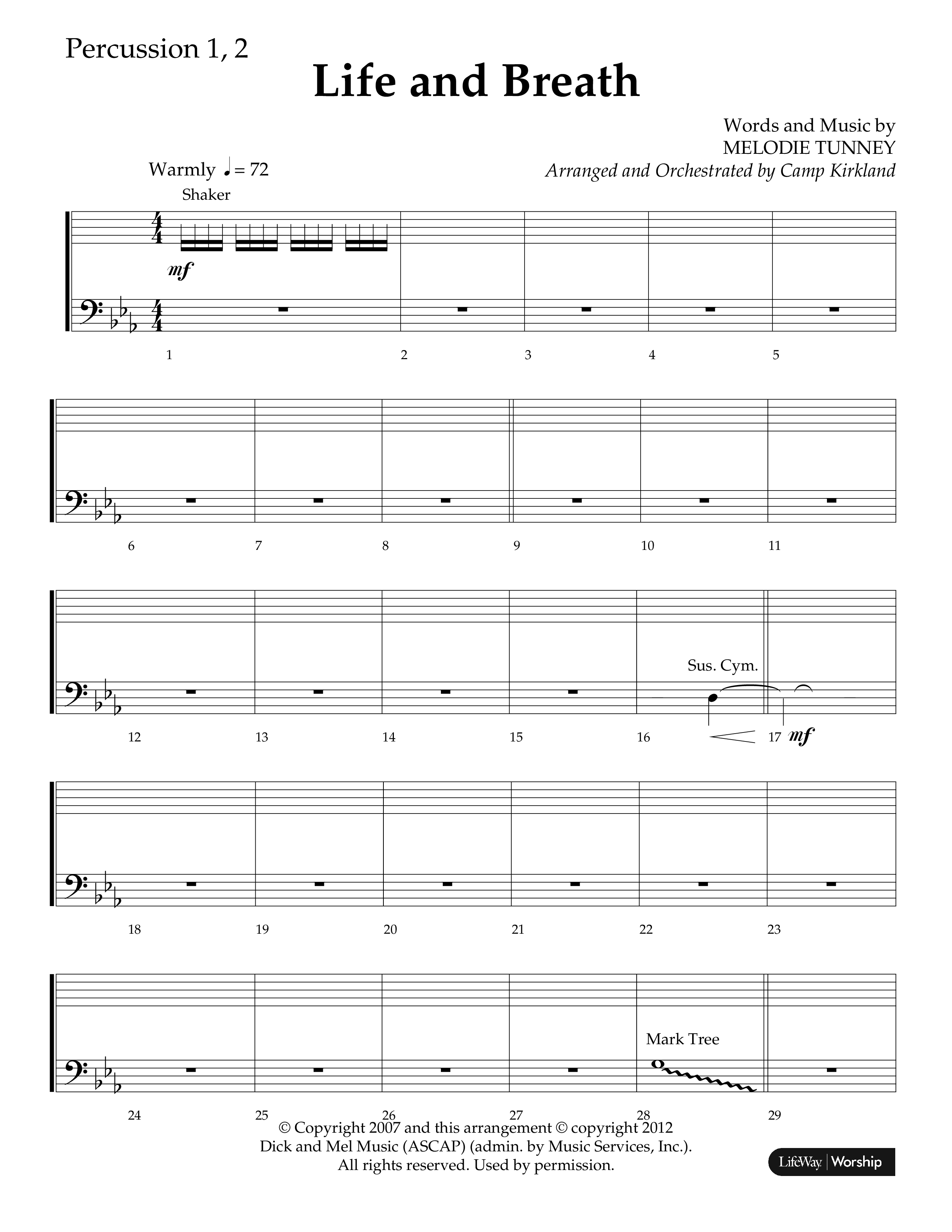 Life And Breath (Choral Anthem SATB) Percussion 1/2 (Lifeway Choral / Arr. Camp Kirkland)