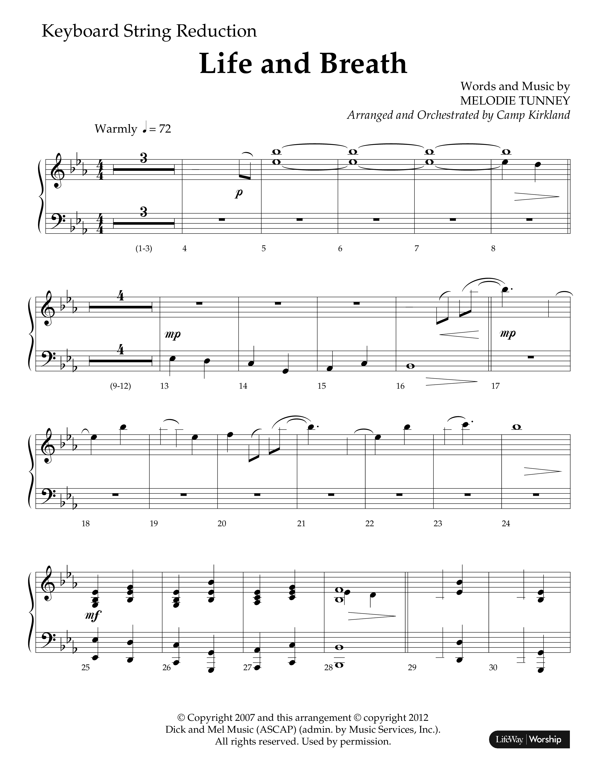 Life And Breath (Choral Anthem SATB) String Reduction (Lifeway Choral / Arr. Camp Kirkland)
