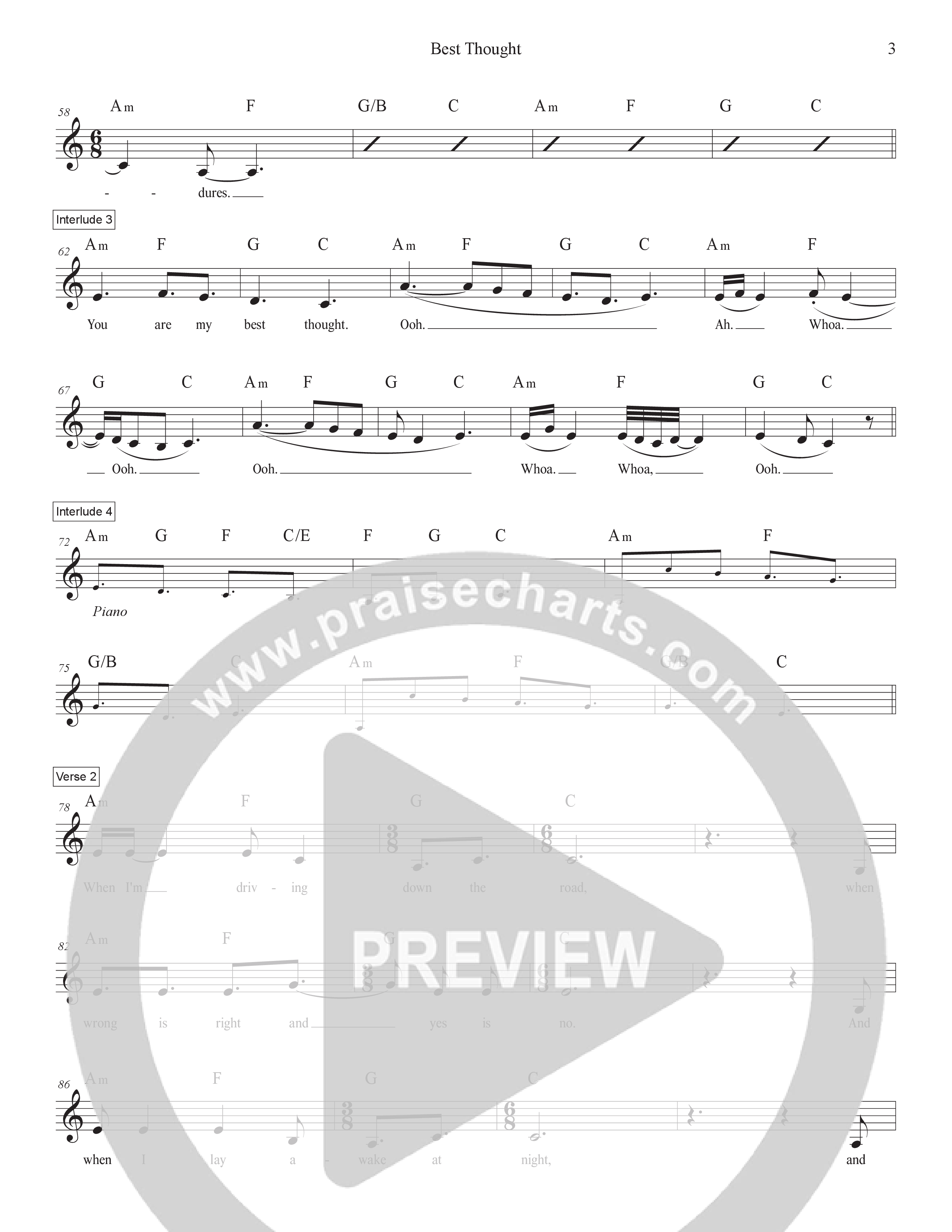 Best Thought Lead Sheet Melody (The Immerse Collective)