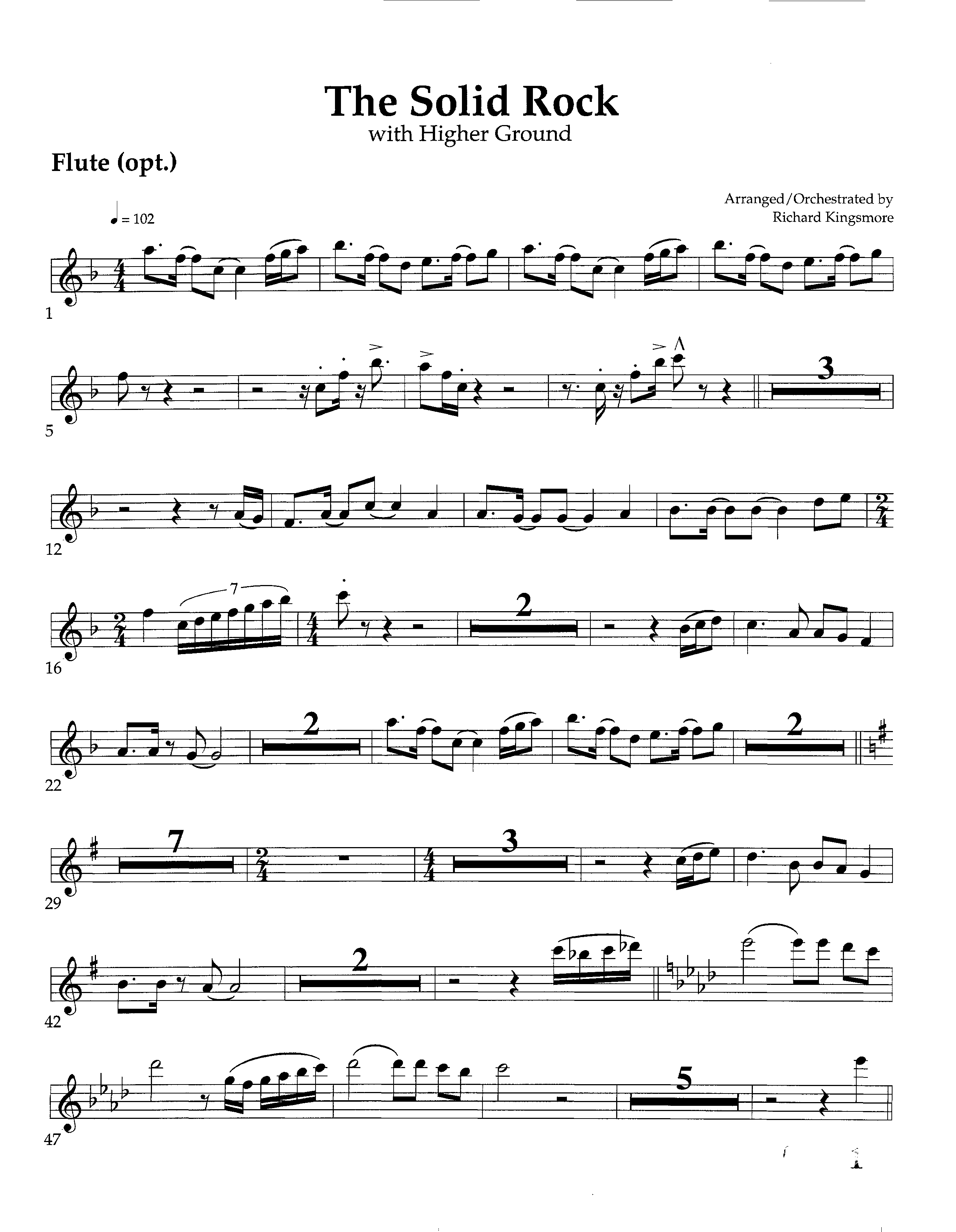 The Solid Rock (with Higher Ground) (Instrumental) Flute (Lifeway Worship / Arr. Richard Kingsmore)