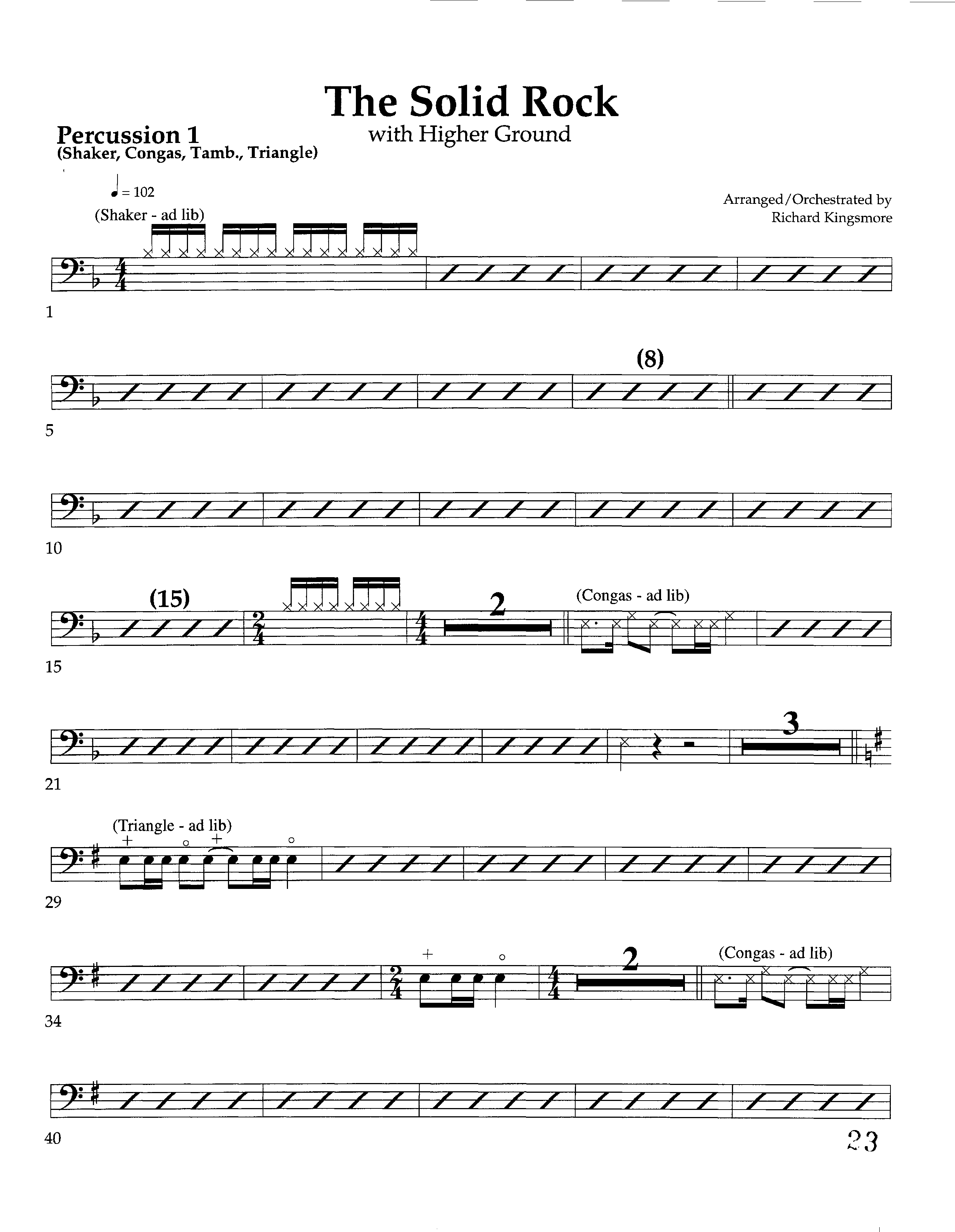The Solid Rock (with Higher Ground) (Instrumental) Percussion (Lifeway Worship / Arr. Richard Kingsmore)