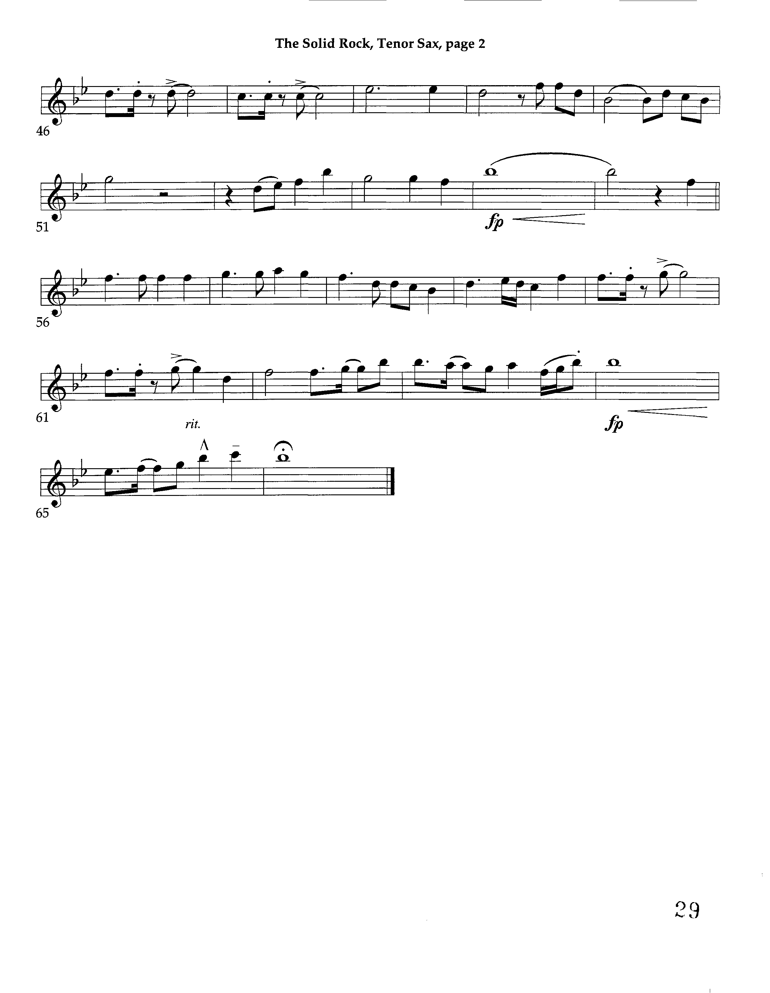 The Solid Rock (with Higher Ground) (Instrumental) Tenor Sax 1 (Lifeway Worship / Arr. Richard Kingsmore)