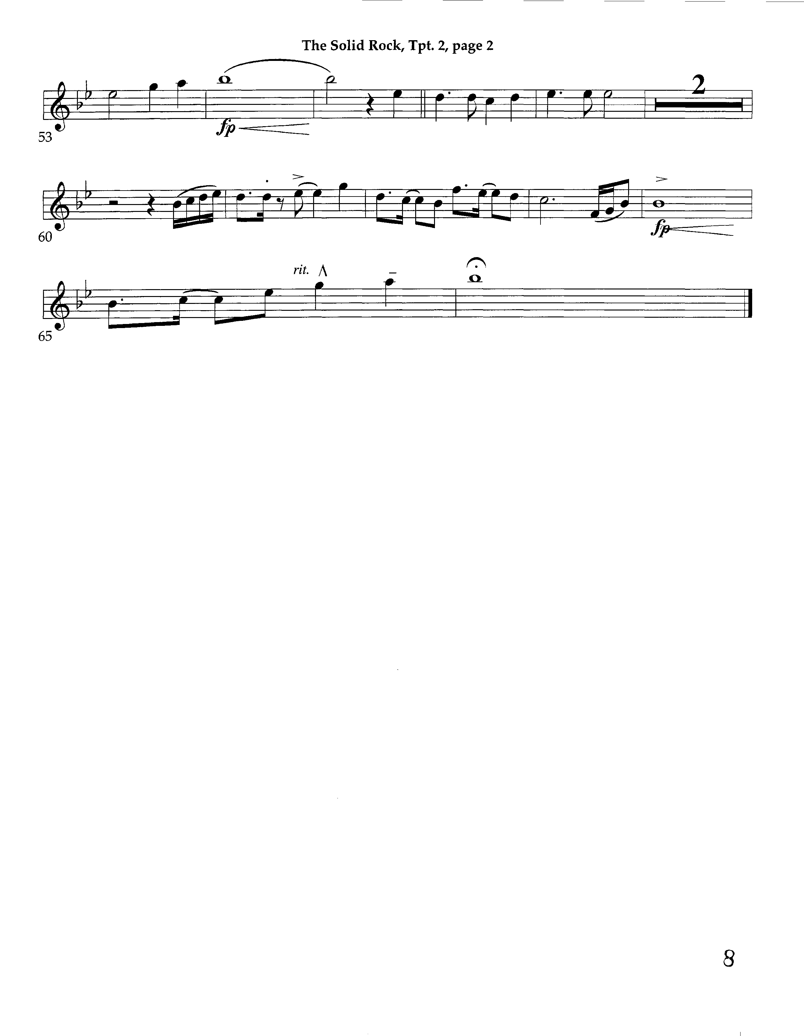 The Solid Rock (with Higher Ground) (Instrumental) Trumpet 2 (Lifeway Worship / Arr. Richard Kingsmore)