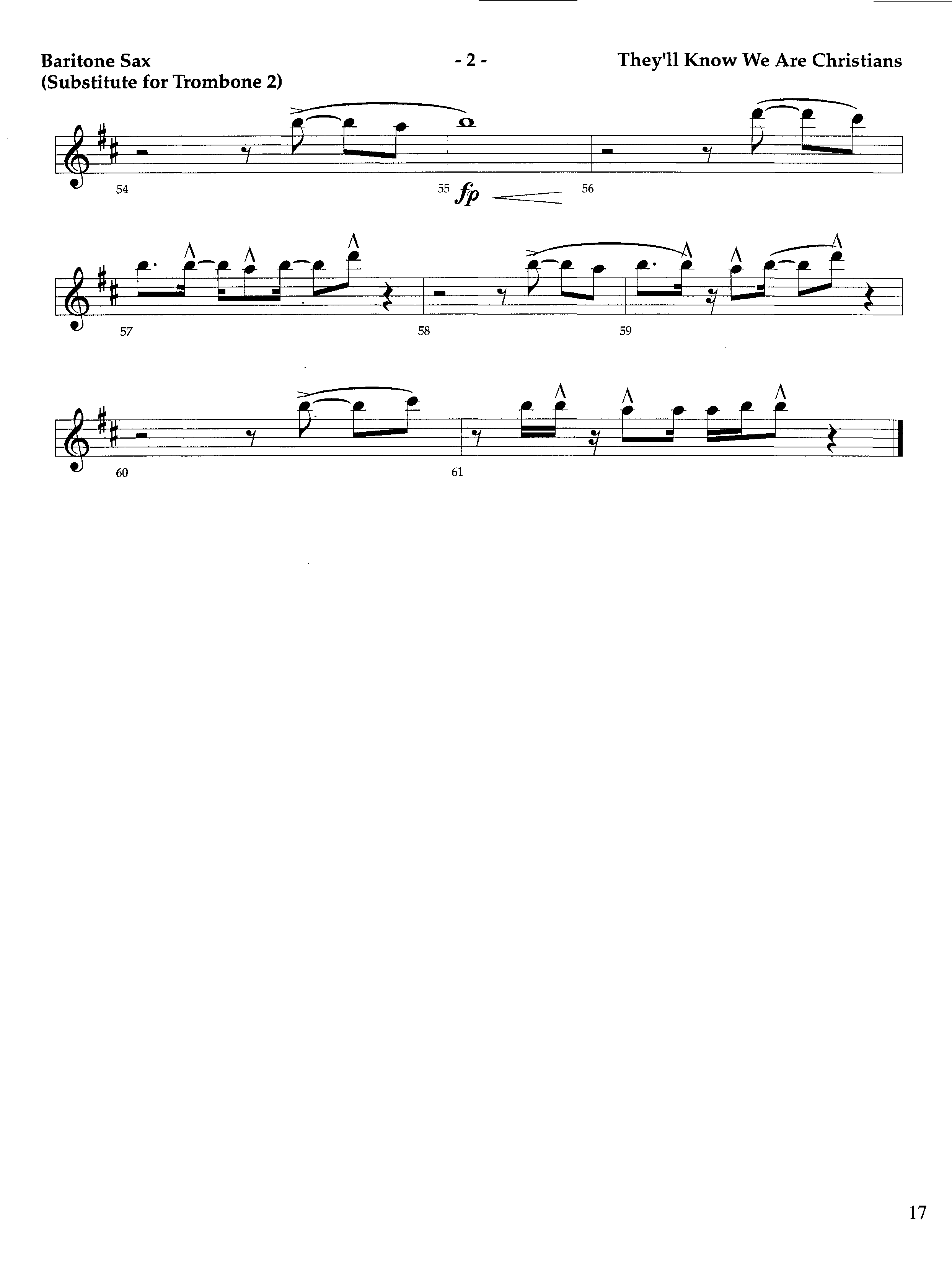 They'll Know We Our Christians (Instrumental) Bari Sax (Lifeway Worship / Orch. Richard Kingsmore)