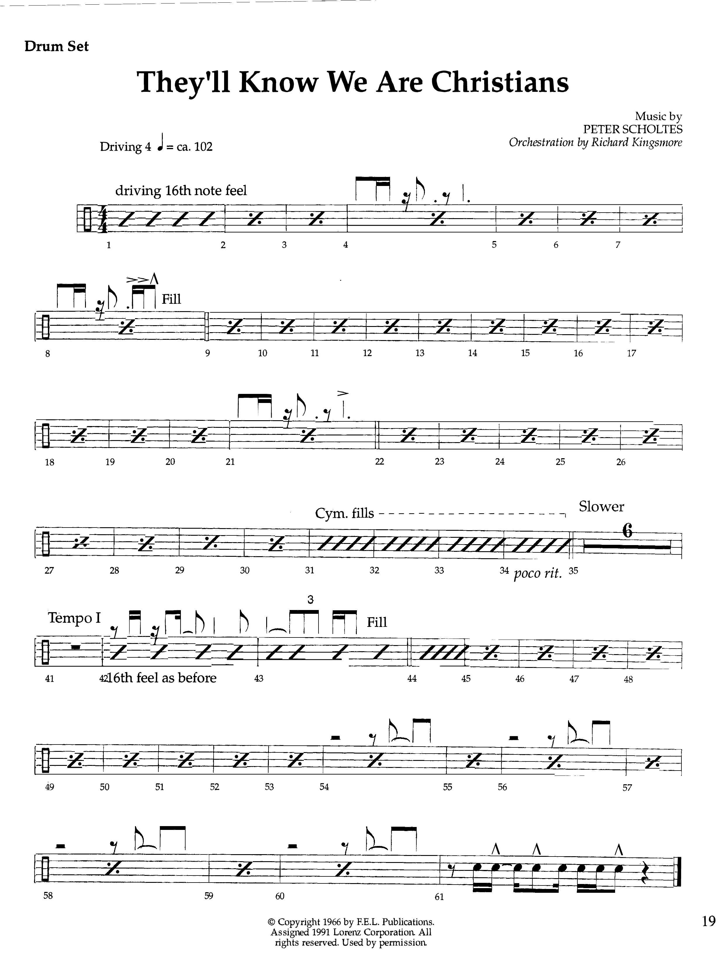 They'll Know We Our Christians (Instrumental) Drum Set (Lifeway Worship / Orch. Richard Kingsmore)