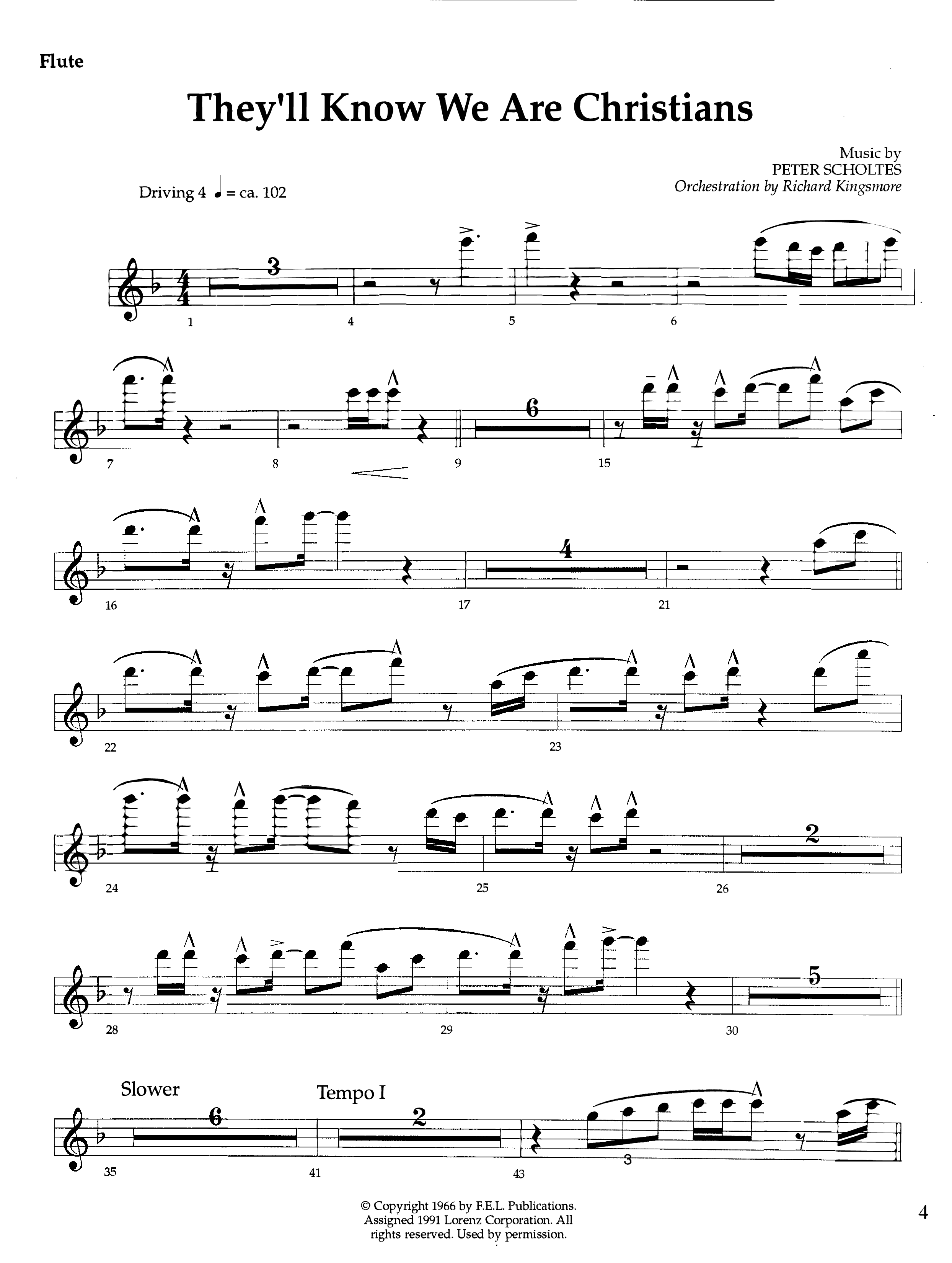 They'll Know We Our Christians (Instrumental) Flute (Lifeway Worship / Orch. Richard Kingsmore)