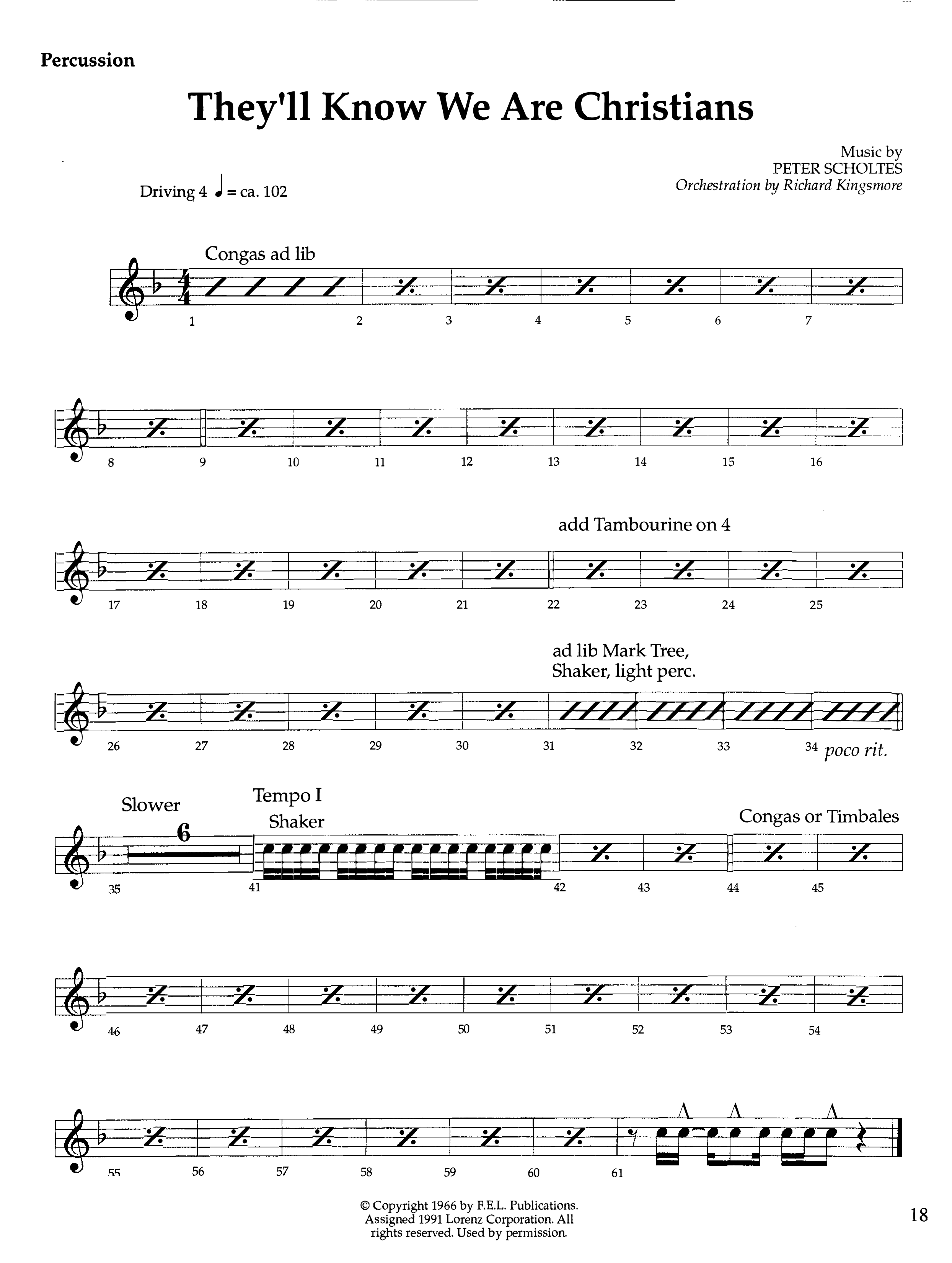 They'll Know We Our Christians (Instrumental) Percussion (Lifeway Worship / Orch. Richard Kingsmore)